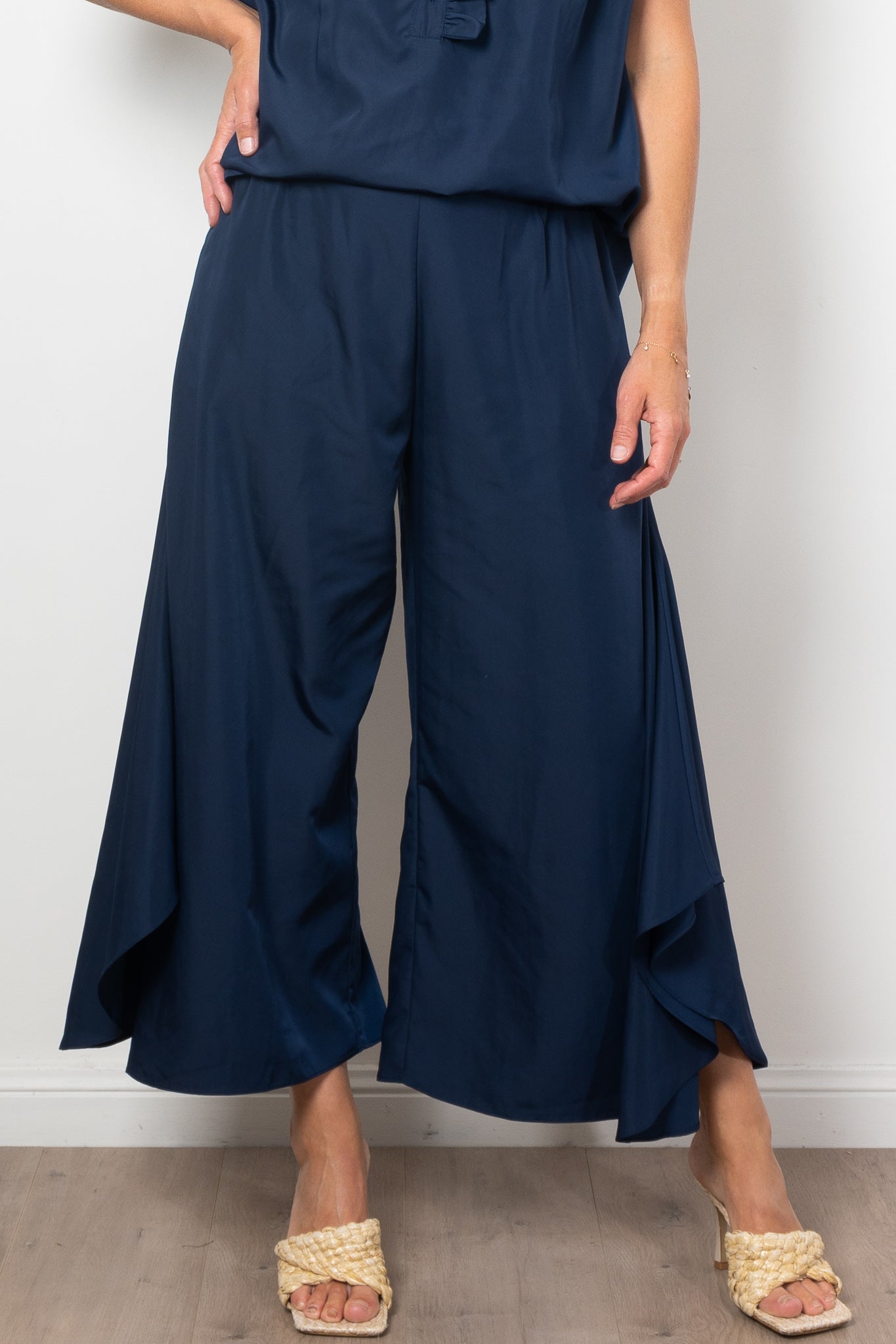 Mela Purdie Bedouin Pants - Women's High Waisted Wide Leg Trousers with Gross Grain Trim for Casual Wear, Boho Style & Travel Outfits