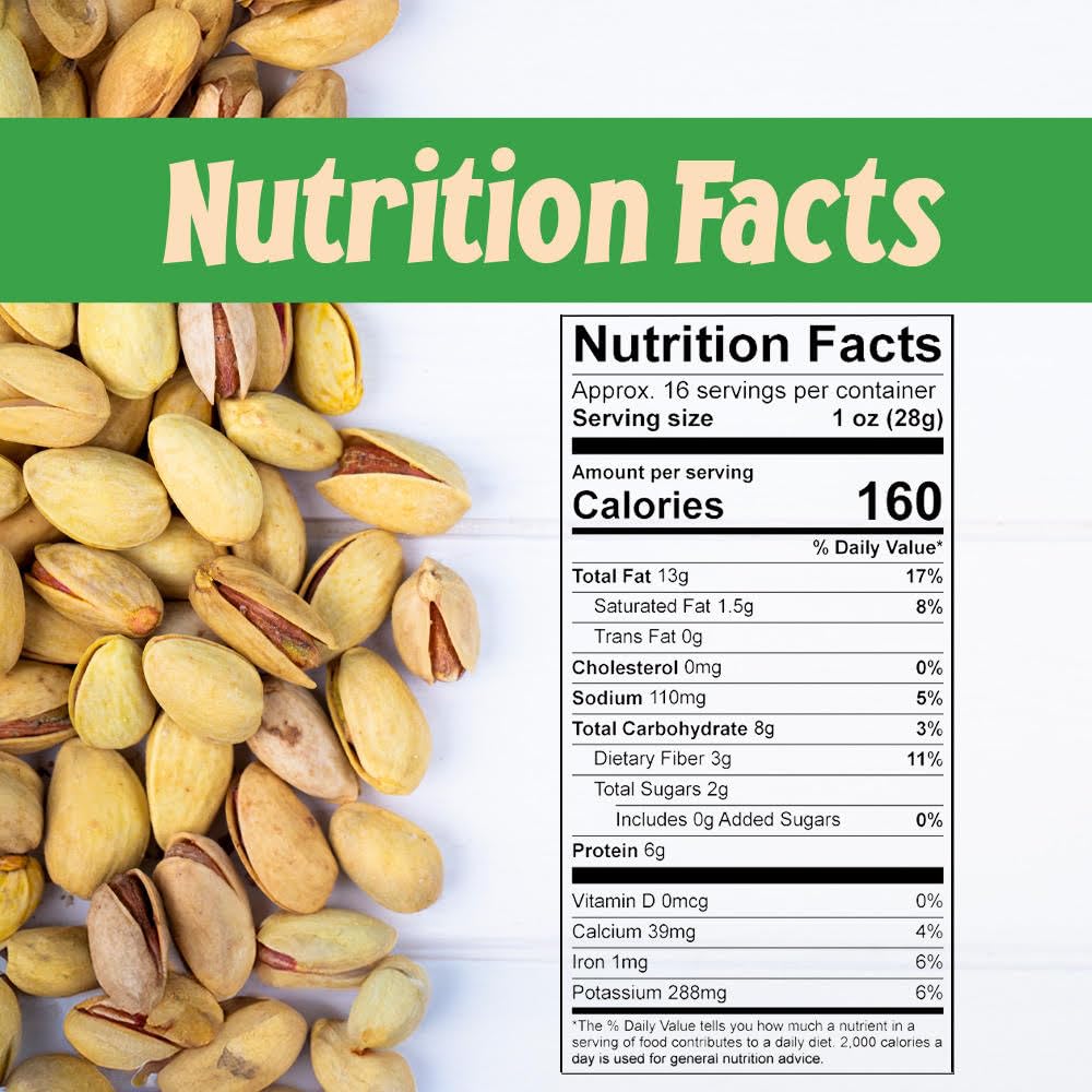 Premium Roasted & Salted Pistachios in Shell - 3Lb Bulk Bag | Healthy High-Protein Snack | Rich in Fiber, Vitamins & Minerals | Kosher, Gluten-Free | Perfect for Snacking, Baking & Cooking | Gourmet Nuts for Parties & Gifts
