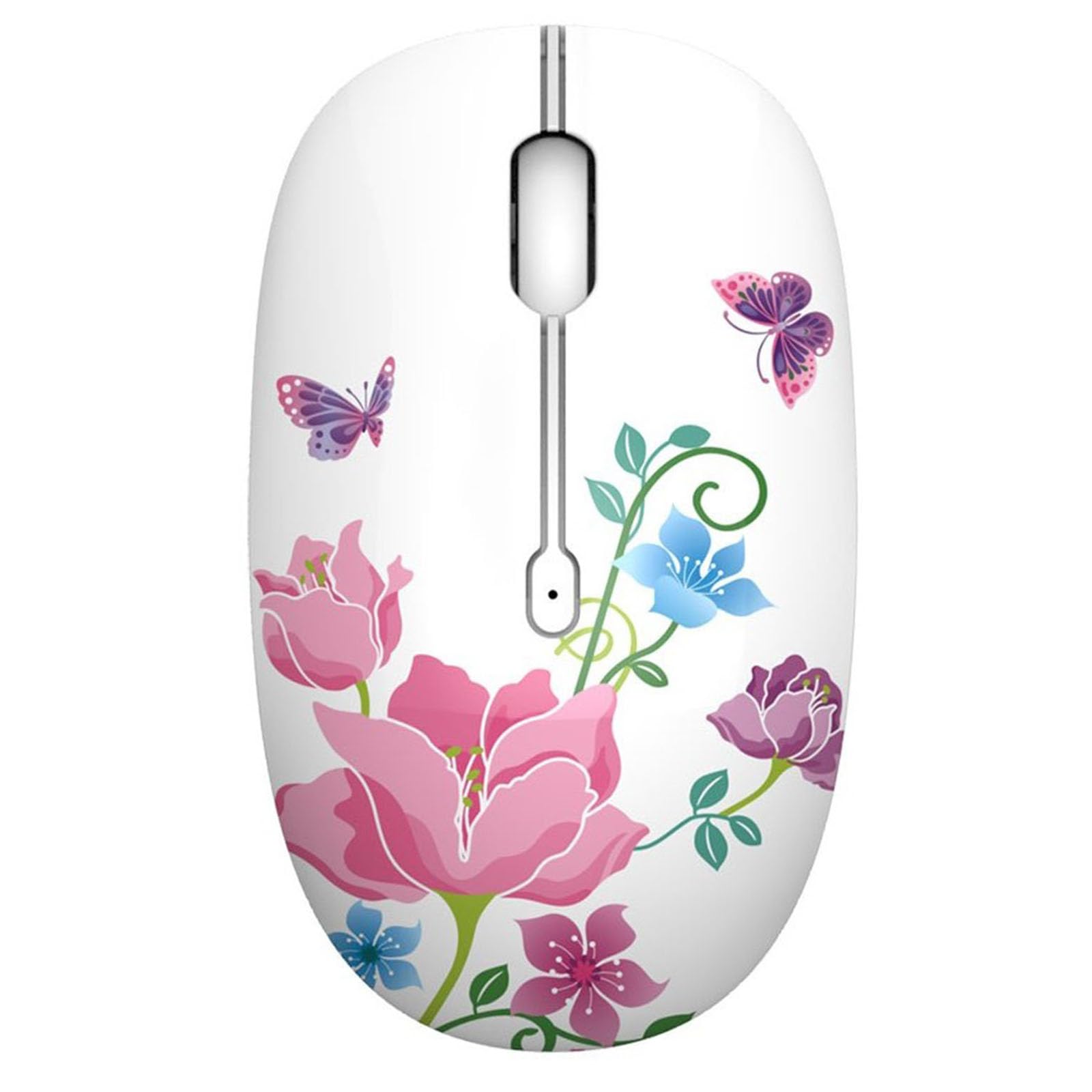 TENMOS M101 Wireless Mouse - Cute Silent USB Mouse with 2.4G Receiver, 1600 DPI Optical Wireless Travel Mouse for Laptop, Notebook, PC - Perfect for Office, Home & Travel (Butterfly Design)