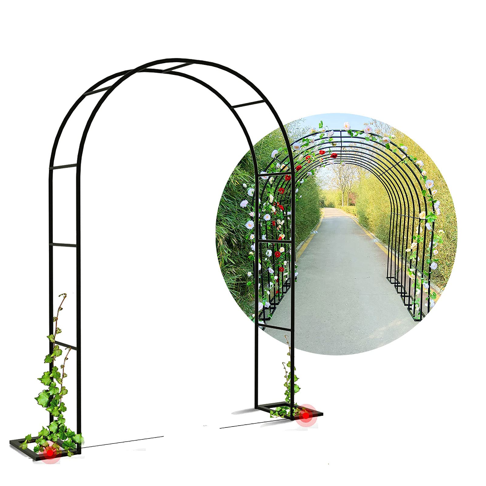 Metal Garden Arch Arbor - Sturdy Steel Frame Trellis for Climbing Roses & Vines | Outdoor Walkway Decor for Backyard, Lawn, Patio | Perfect for Wedding & Courtyard Decorations (Arc Roof Design) | Ideal for Outdoor Weddings, Garden Pathways & Vine Support