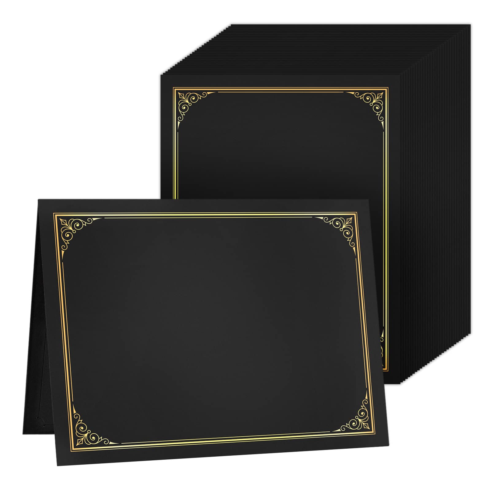 Premium SUNEE Certificate Holders (30-Pack, Black) - Gold Foil Border Diploma Covers for 8.5x11 Letter Size Documents, Certificates & Cardstock | Perfect for Graduations, Awards & Professional Presentations