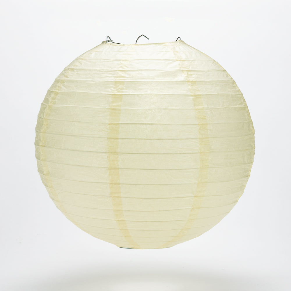 36 Ivory Jumbo Round Paper Lanterns with Even Ribbing - Bulk Pack for Wedding, Party & Home Decor