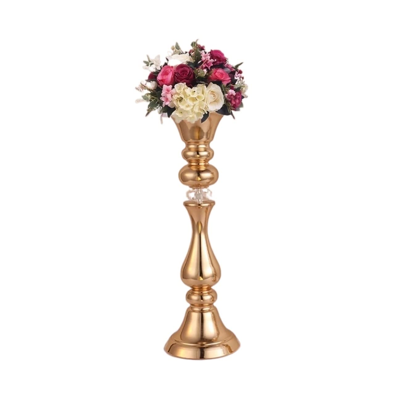 Elegant 10-Piece Gold Flower Vase Set - 45/50cm Tall Decorative Vases with Candle Holders for Wedding Centerpieces, Party Decor, and Home Décor | Perfect for Dining Table, Living Room, and Event Decorations