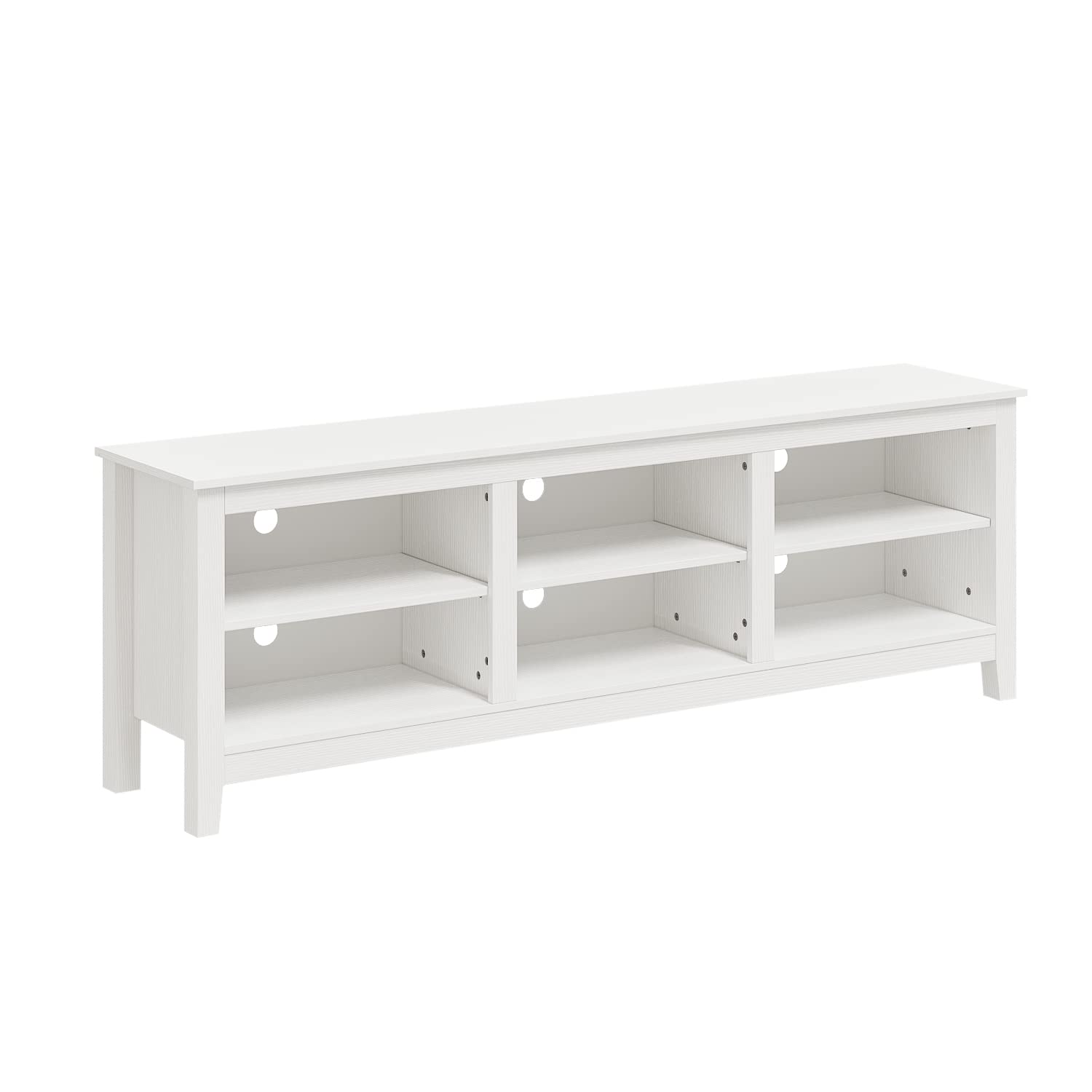75 Inch TV Stand with 6 Storage Cubby - Modern Entertainment Center Media Console for Living Room & Bedroom - White TV Table for Flat Screen TVs (Perfect for Movie Nights & Family Gatherings)