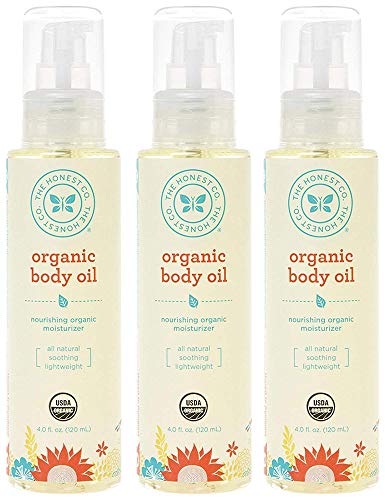 Honest Organic Body Oil - 4oz (3 Pack) | USDA Certified, All-Natural Hydration for Dry Skin | Perfect for Massage, Post-Shower Moisturizing & Aromatherapy