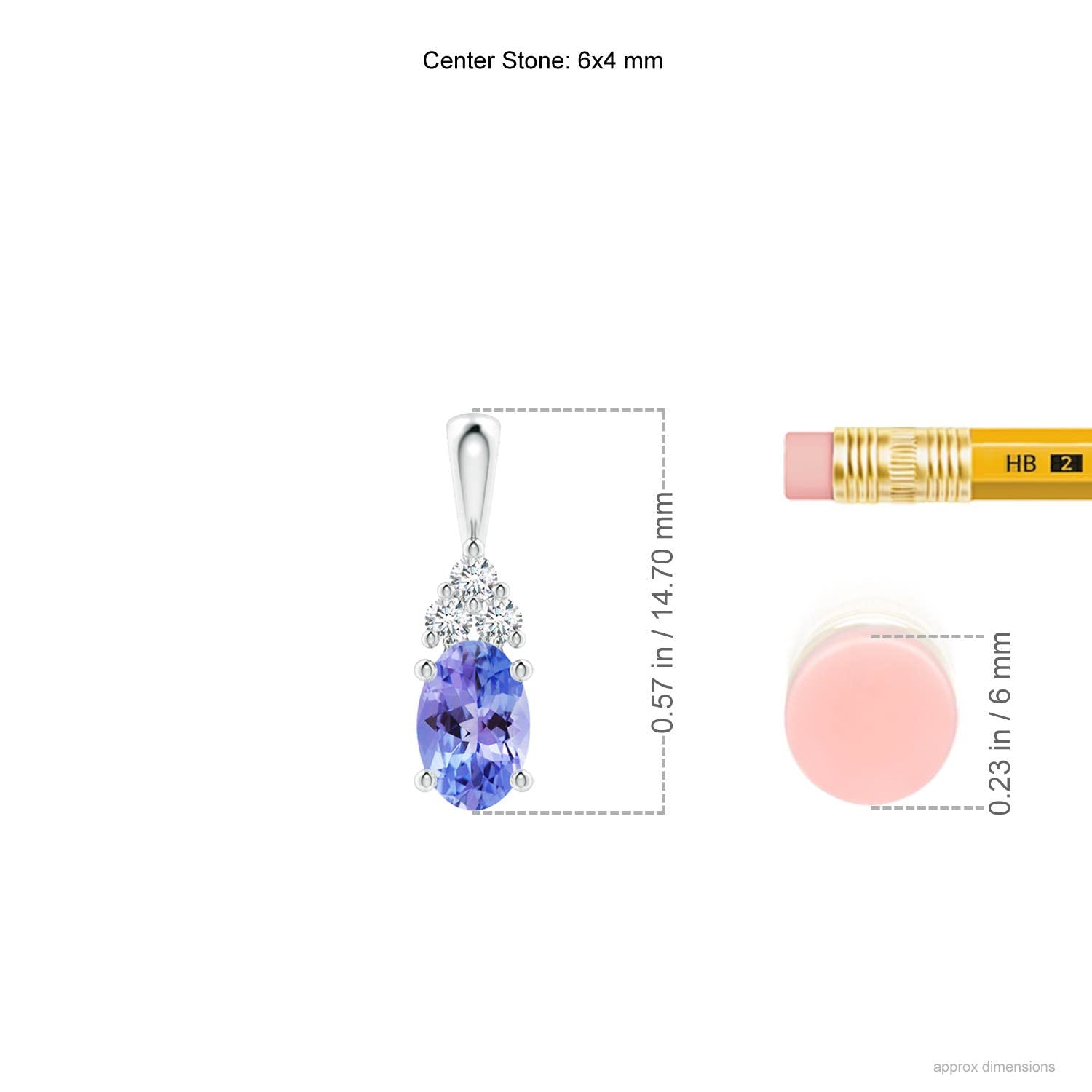 Natural Oval Tanzanite Solitaire Pendant with Trio Diamond Accents in Sterling Silver, 14K Solid Gold or Platinum | December Birthstone Jewelry for Women | Perfect Birthday, Engagement, Anniversary & Wedding Gift | Elegant Necklace for Everyday Wear, Special Occasions & Romantic Gifts