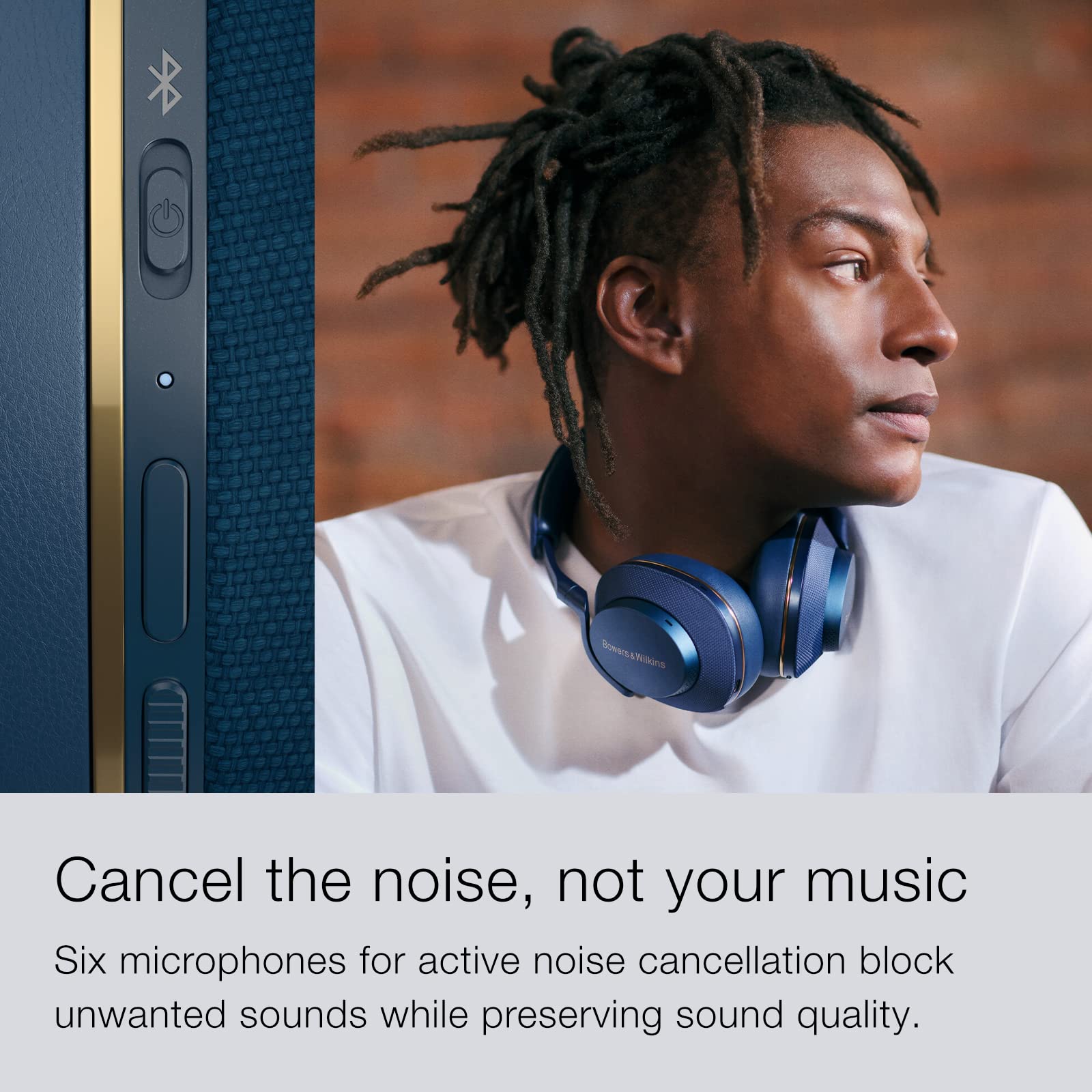 Bowers & Wilkins PX7 S2 Wireless Noise Cancelling Over-Ear Headphones with Bluetooth 5.0, 30-Hour Battery Life, Fast Charging & Built-in Mic - Blue | Premium Audio for Travel, Work & Home Entertainment