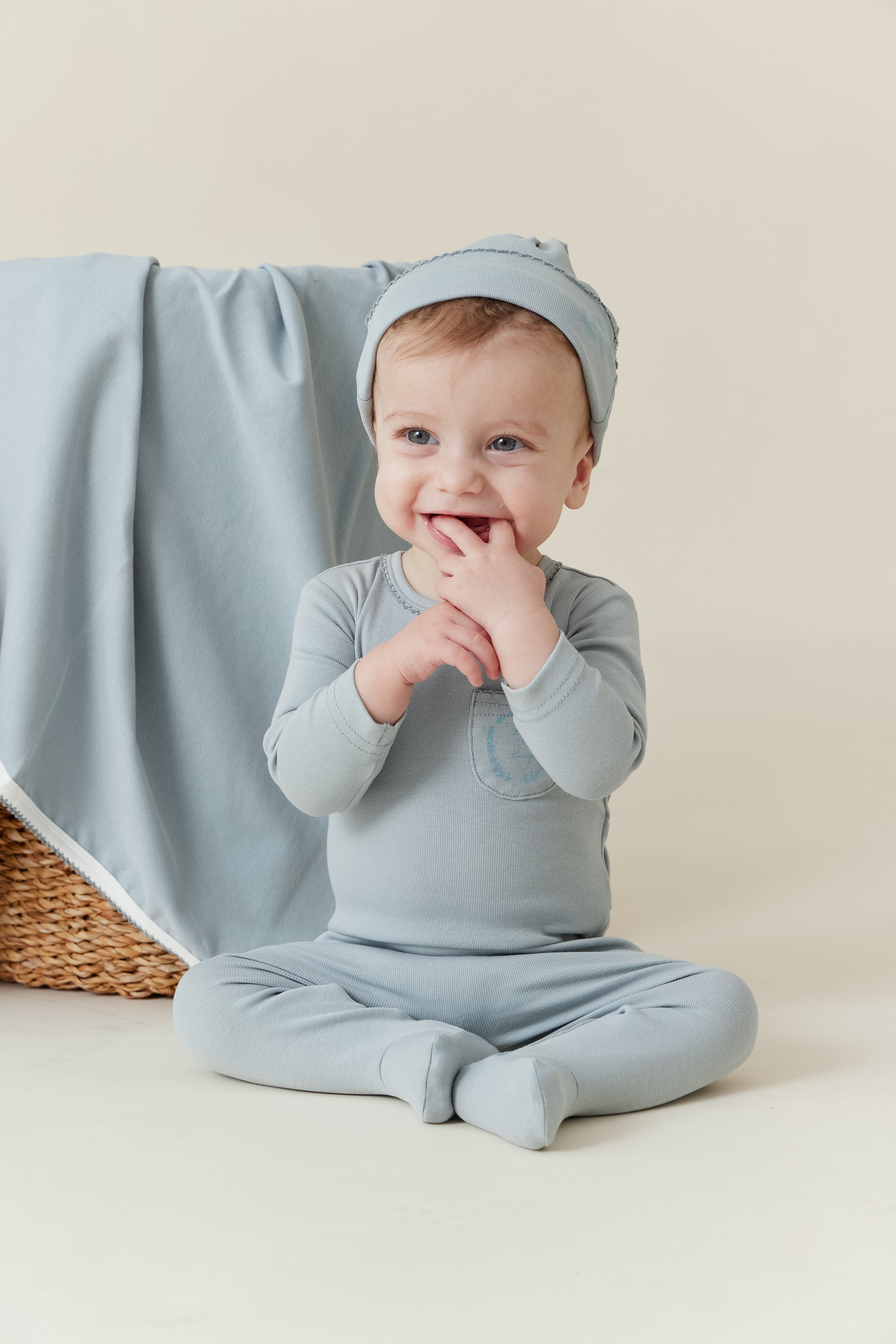 Kipp Baby Embroidered Sage Pocket Footie - Soft Organic Cotton Baby Romper for Newborns & Infants | Perfect for Playtime, Outings & Photo Shoots