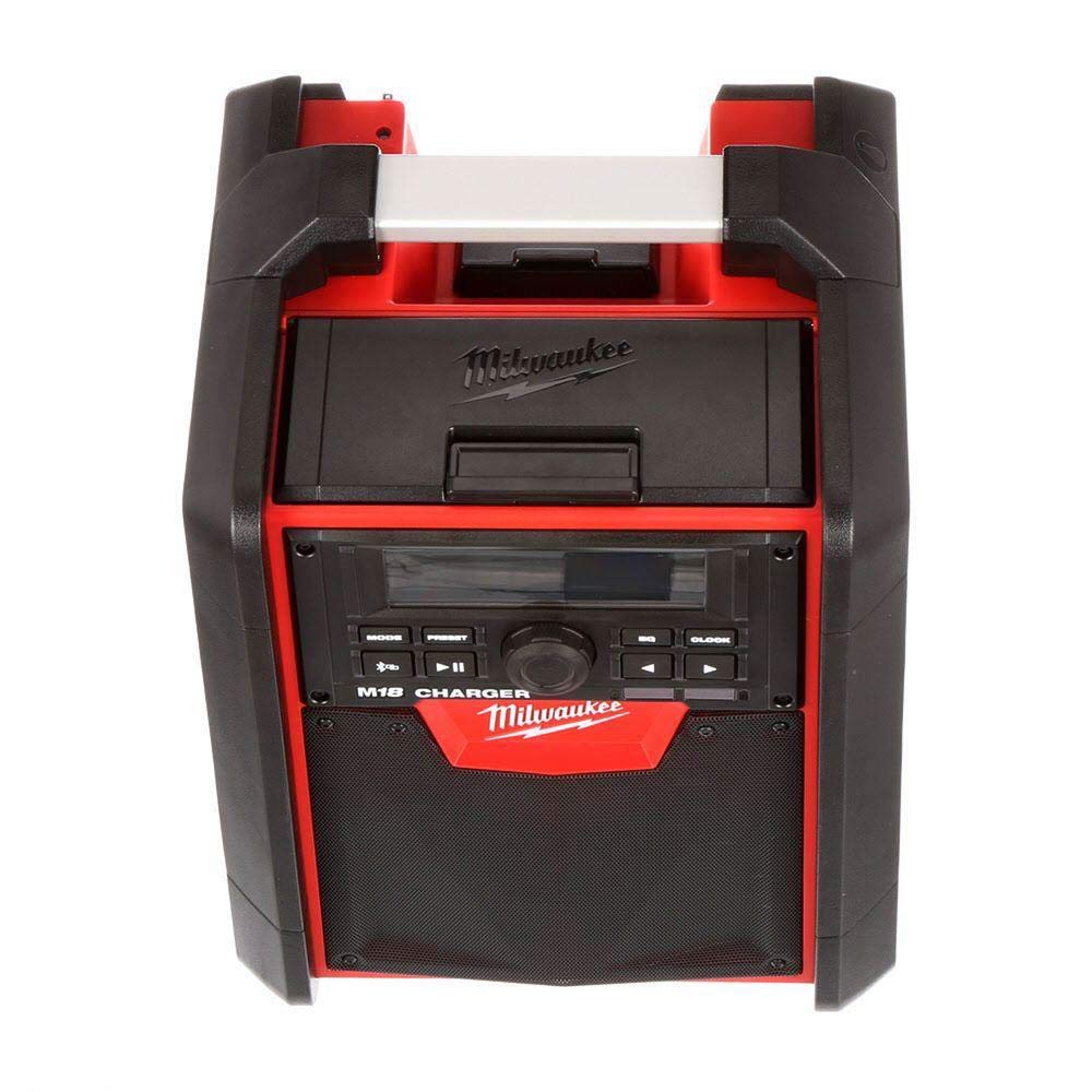 Milwaukee 2792-20 Jobsite Radio with USB Charger | Portable Bluetooth Speaker for Construction Sites, Workshops & Outdoor Work | Weather-Resistant AM/FM Radio with Power Tool Battery Compatibility