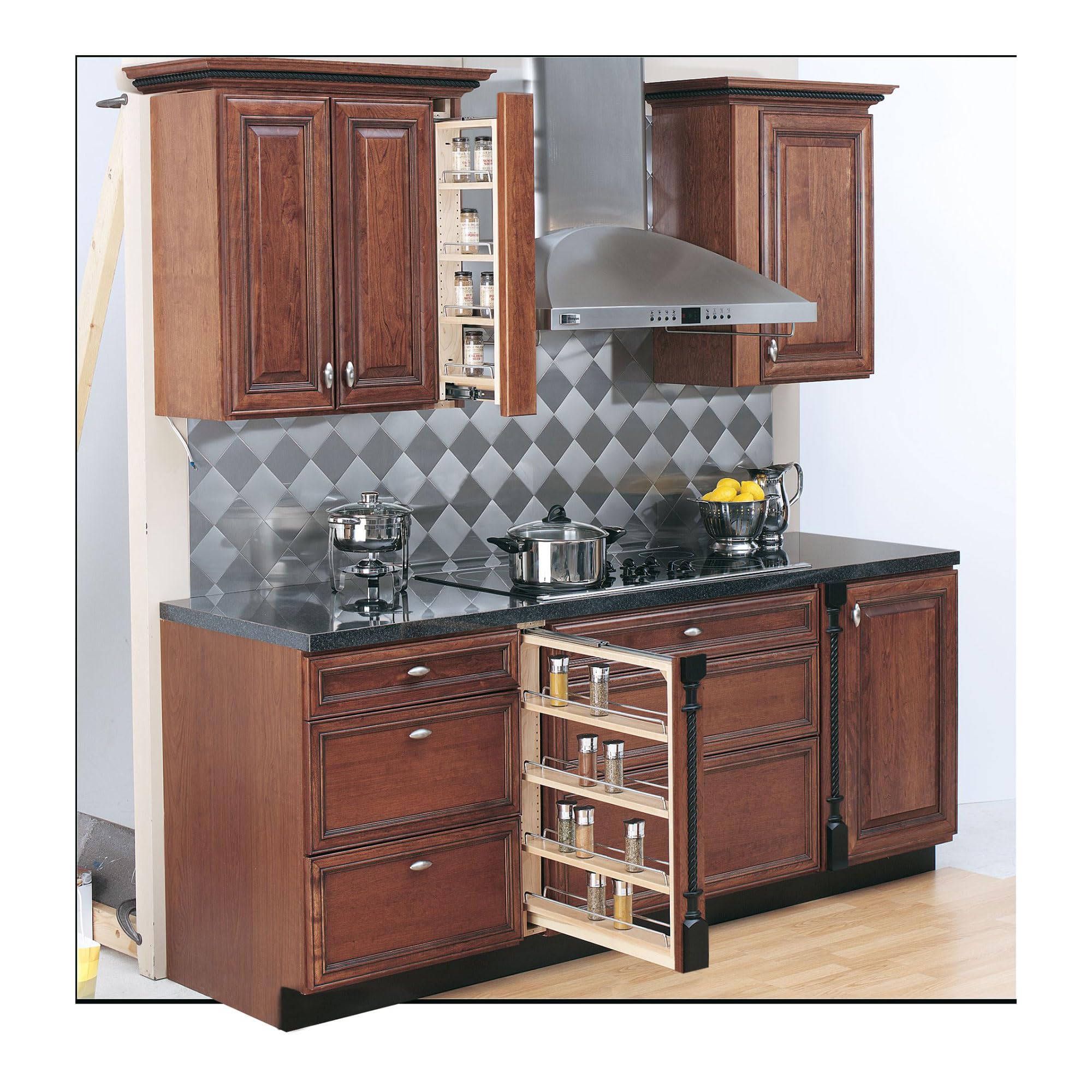 Rev-A-Shelf Pullout Shelf Organizer for Kitchen & Bathroom Cabinets - Wooden Pantry Storage & Spice Rack - Maple Finish - 3