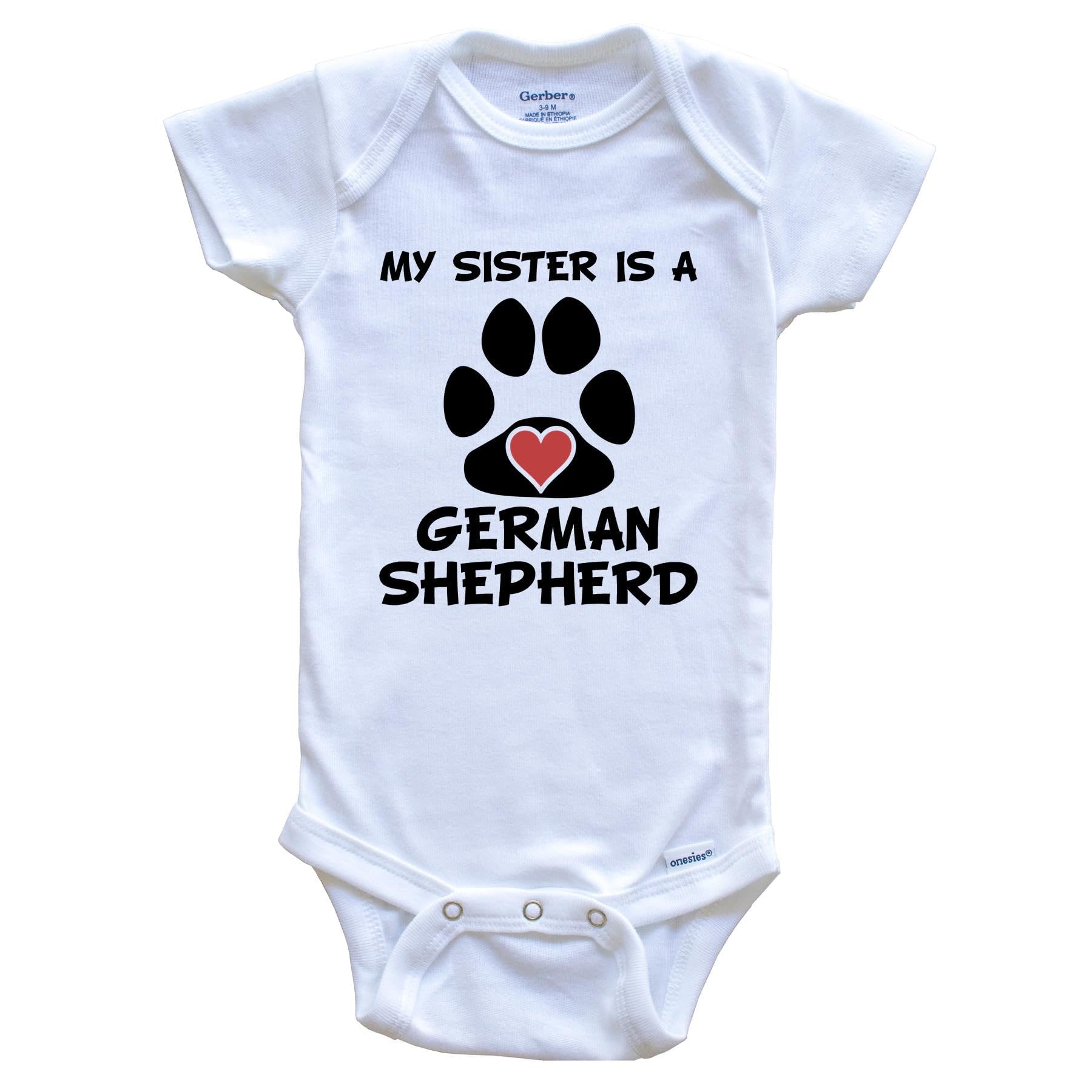 My Sister is a German Shepherd Baby Bodysuit - Cute Dog One-Piece Outfit for Infants | Perfect for Pet Lovers, Family Photos & Themed Parties