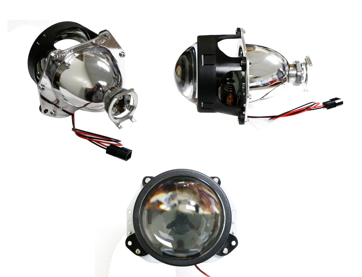 3.0 H1 Bi-Xenon Projector Lens with Porsche Style 4 LED DRL Shroud - High Performance Headlight Upgrade for Cars, Trucks & SUVs - Perfect for Night Driving & Custom Builds