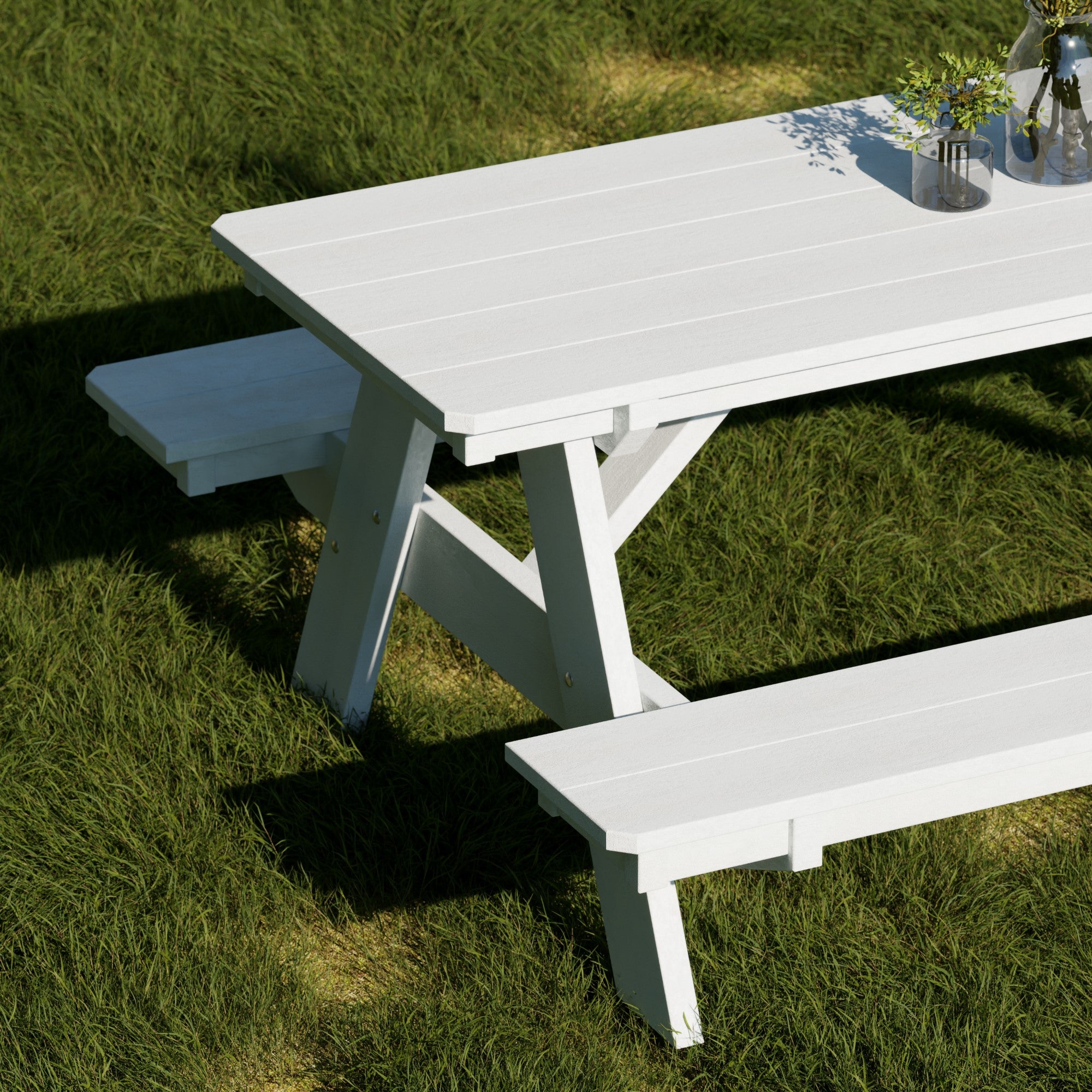 Heritage 72 Inch Outdoor Picnic Table with Attached Benches - Durable All-Weather Patio Furniture for Backyard, Garden, and Park Gatherings