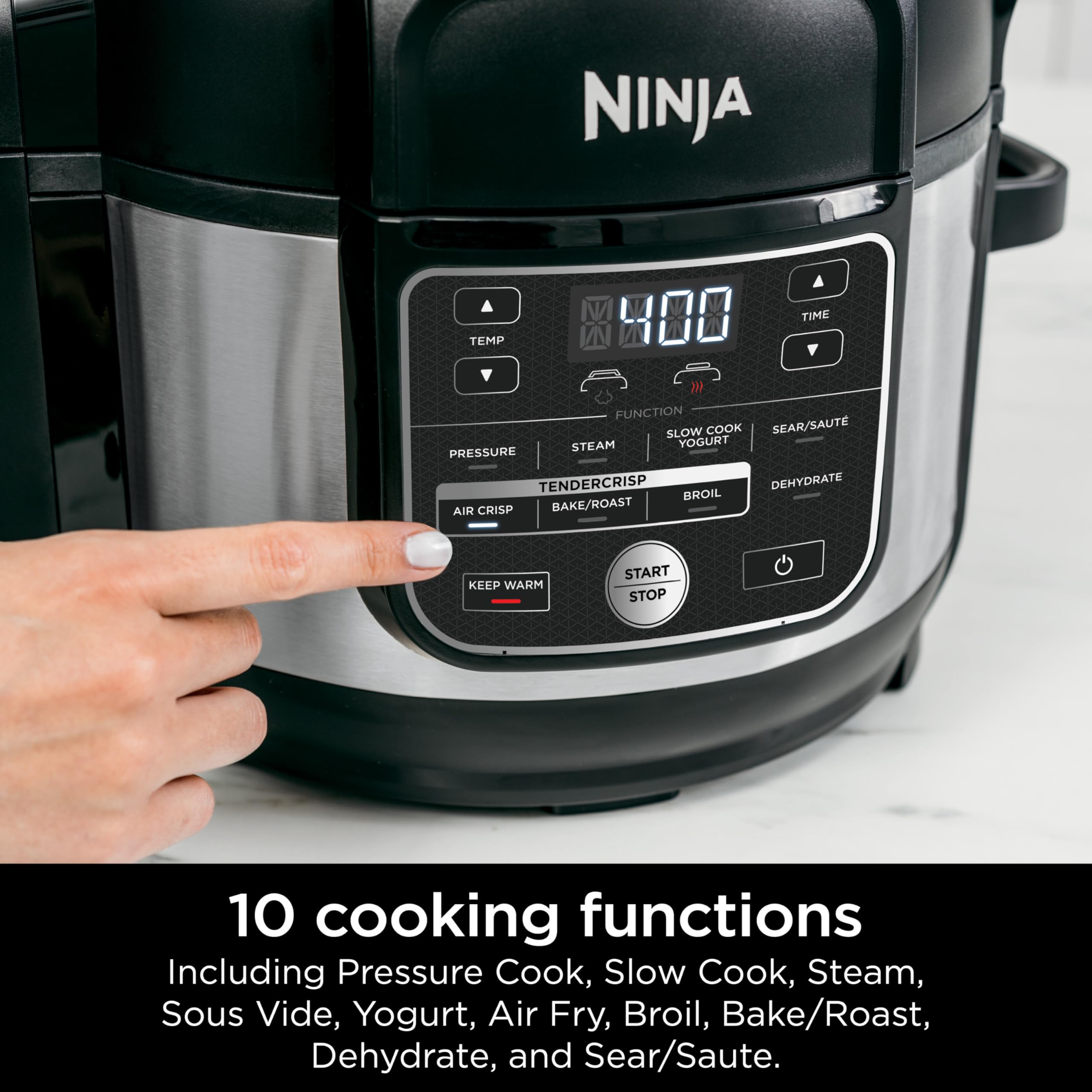Ninja Foodi 10-in-1 6.5-Quart Pro Pressure Cooker & Air Fryer Multicooker with Stainless Steel Finish (OS300) - Perfect for Fast Cooking, Crispy Frying & Healthy Meals at Home