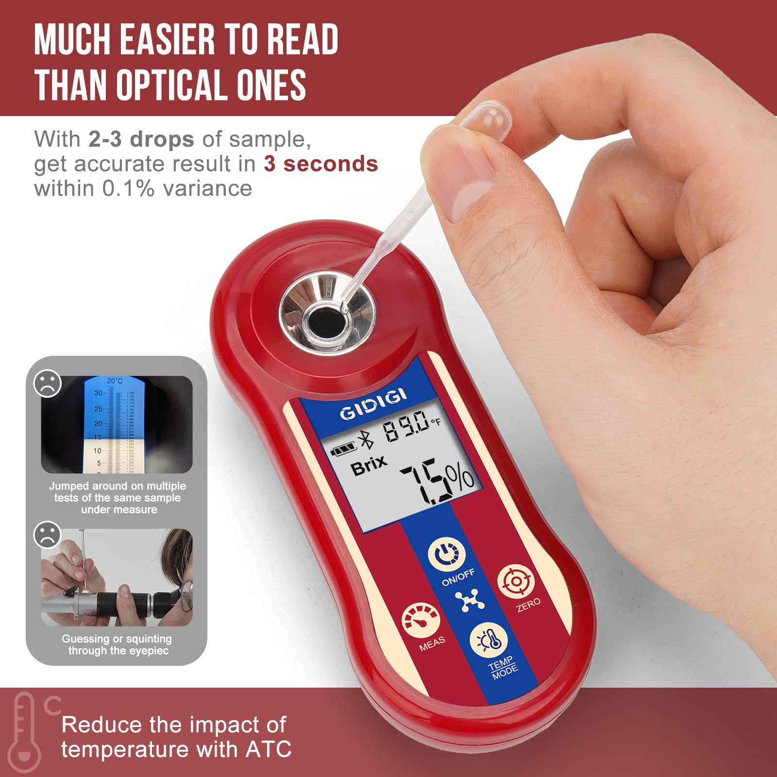Digital Brix Refractometer & Salinity Tester - 0.0-60% Brix & 0.0-24% Saltwater ATC Meter for Wine, Beer, Juice, Coffee, Fruits - Portable Sugar Content Analyzer for Home Brewing, Aquariums, Food Processing & Agriculture