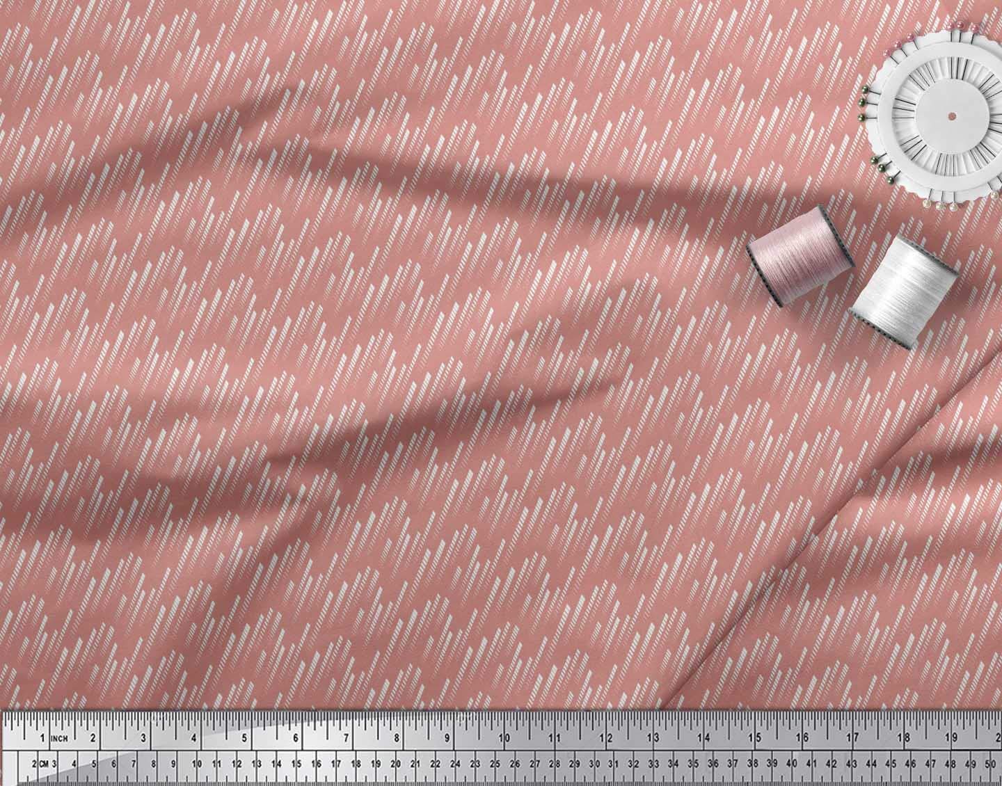Soimoi Moss Georgette Brown Fabric by The Yard - 42 Inch Wide Diagonal Line Small Pattern Printed Fabric for Dresses, Blouses & Home Decor