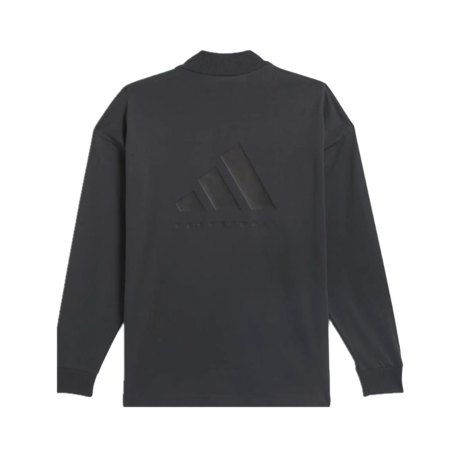 Adidas Men's Basketball Long Sleeve Shirt - Carbon Black Performance Jersey for Training & Games | Moisture-Wicking & Breathable Fabric for Indoor/Outdoor Play