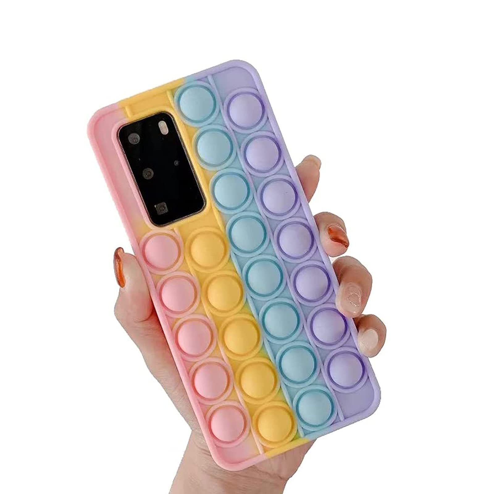 Samsung Galaxy Note 20/10/10 Plus/9/8 Anxiety Relief Fidget Phone Case - Rainbow Bubble Pop Sensory Silicone Soft Shell Cover for Stress Relief - Perfect for Office, School, and Travel Use