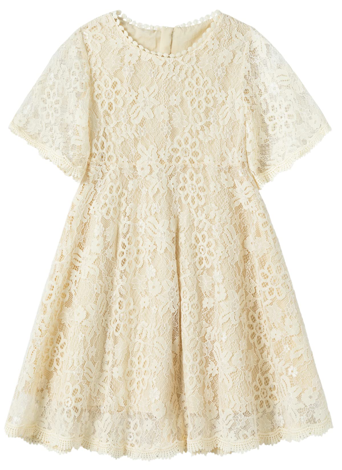 Niyage Girls Lace Toddler Dress - Elegant Flower Half Sleeve Party Princess Dress for Toddlers | Perfect for Birthday Parties, Weddings & Special Occasions