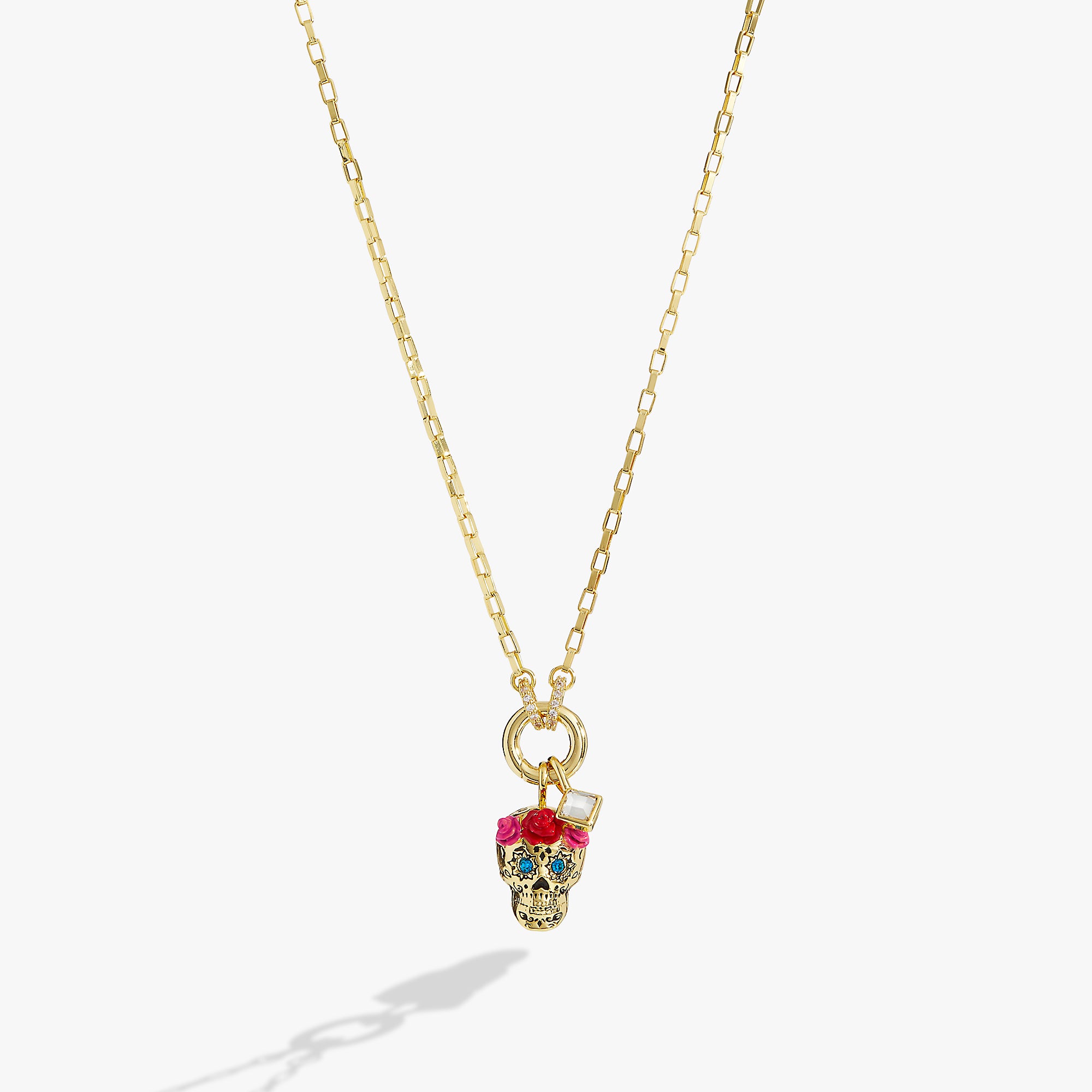 Handmade Calavera Sugar Skull Necklace - Mexican Day of the Dead Jewelry - Perfect for Halloween, Dia de los Muertos & Gothic Fashion Accessories