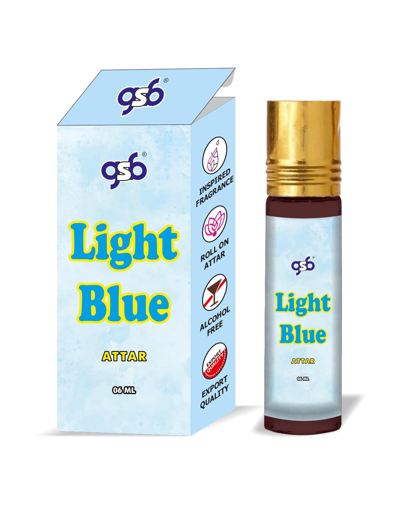 GSB Light Blue Attar Inspired by Dolce & Gabbana Light Blue | Designer Clone Perfume Roll-On | Alcohol-Free, Long-Lasting & Undiluted Fragrance | Unisex 6ml | Perfect for Daily Wear, Office & Special Occasions