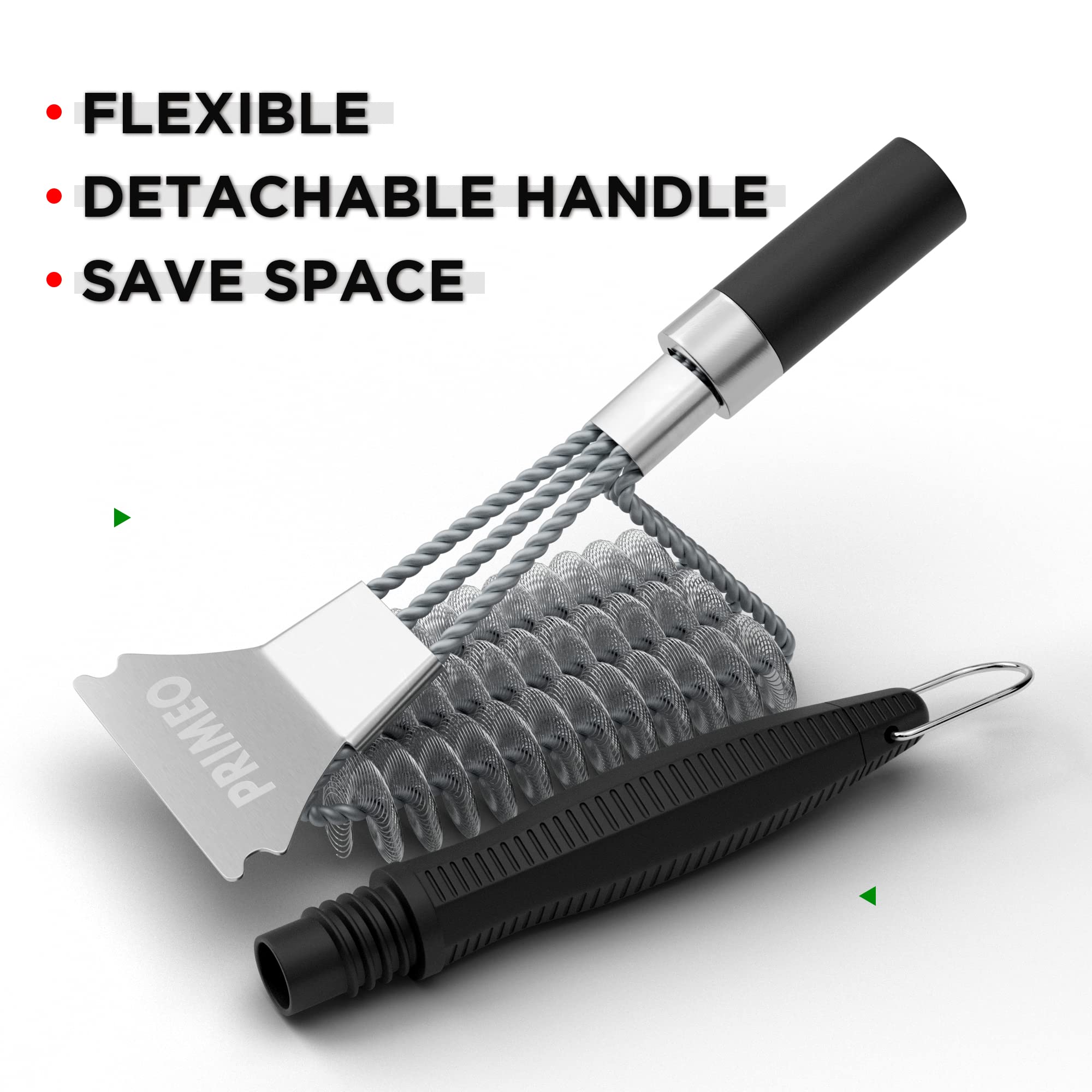**PRIMEO Grill Brush and Scraper for Outdoor BBQ - Heavy Duty Bristle-Free Grill Cleaner with 3 Replaceable Heads | Durable Stainless Steel Safe Barbecue Brush for Gas, Charcoal & Pellet Grills | Perfect for Backyard Cookouts, Camping & Tailgating**
