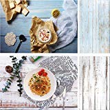 Evanto 22x35 Inch (56x88cm) 2-in-1 Blue and White Wooden Texture Photo Backdrop - Premium Wood Background Paper for Food Photography, Jewelry Display, Cosmetic Shoots & Small Product Photography - Perfect for Ecommerce, Instagram & Studio Photography