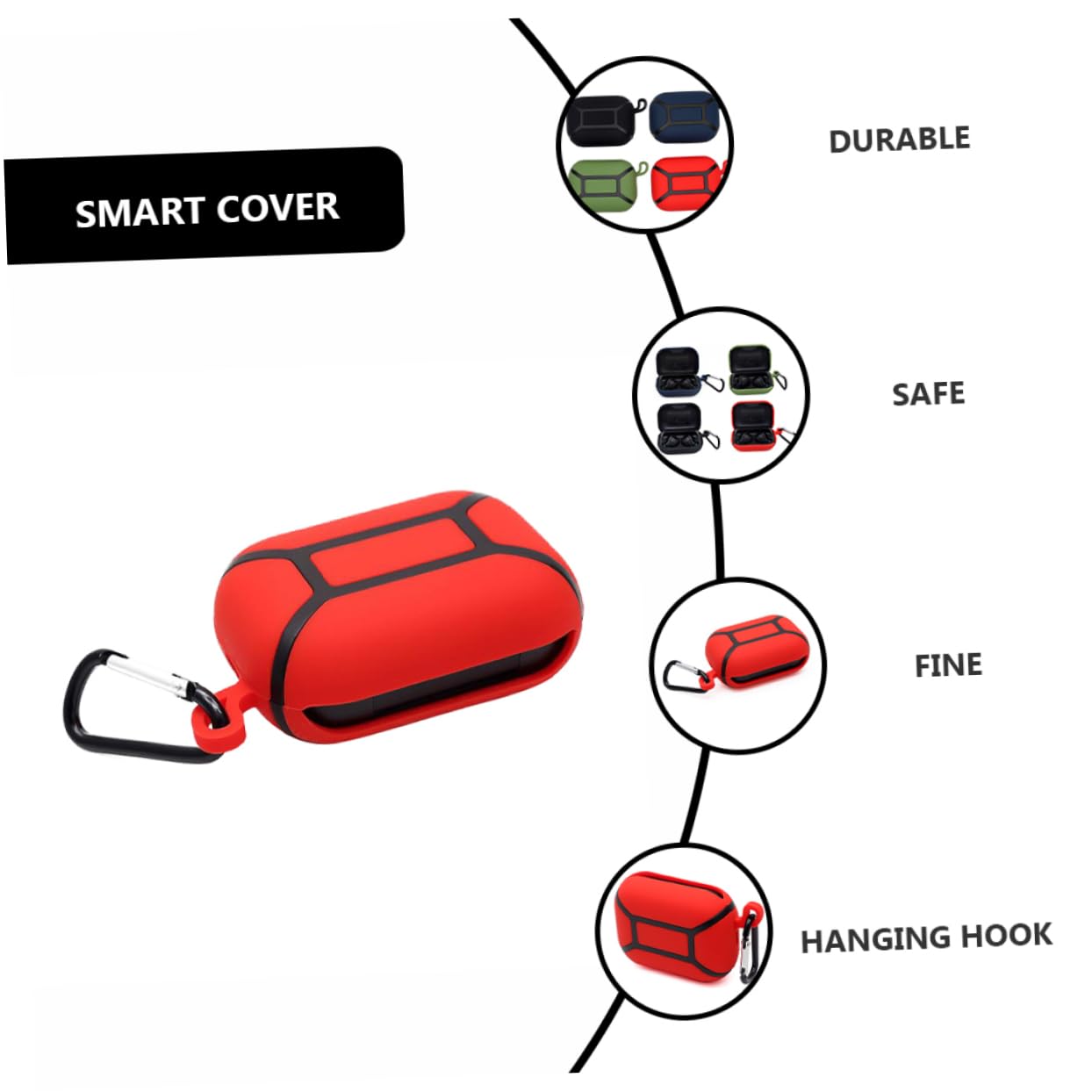 2 Pack Silicone Earbud Protector Case for Echo Buds - Shockproof Cover with Carrying Case (Red) - Perfect for Gym, Travel & Daily Commute