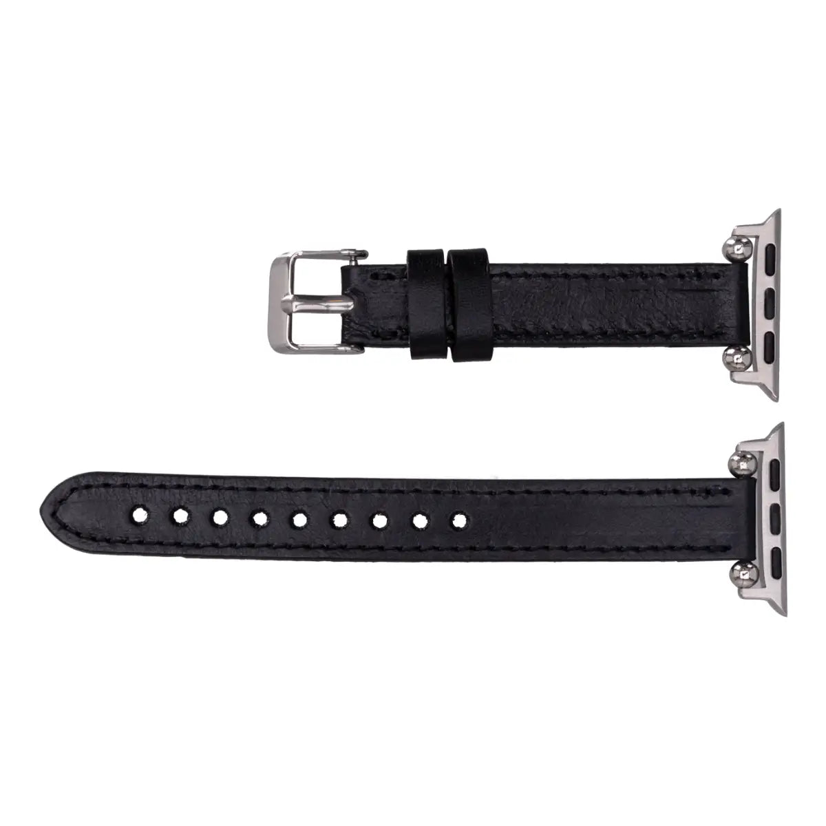 Premium Black Leather Ultra Slim Apple Watch Band - Stylish & Comfortable Replacement Strap for Workouts, Office & Everyday Wear
