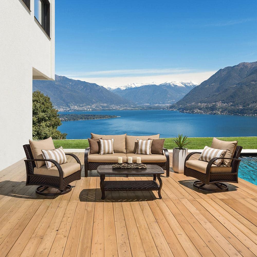 RST Brands Barcelo 4-Piece Outdoor Motion Seating Set with Cushions - Charcoal Gray Patio Furniture for Backyard, Deck, or Poolside Relaxation