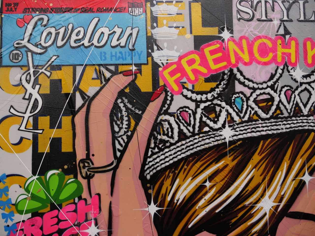 Candy Princess 140cm x 100cm Beauty Queen Textured Urban Pop Art Canvas Painting - Perfect for Living Room, Bedroom, and Office Wall Decor