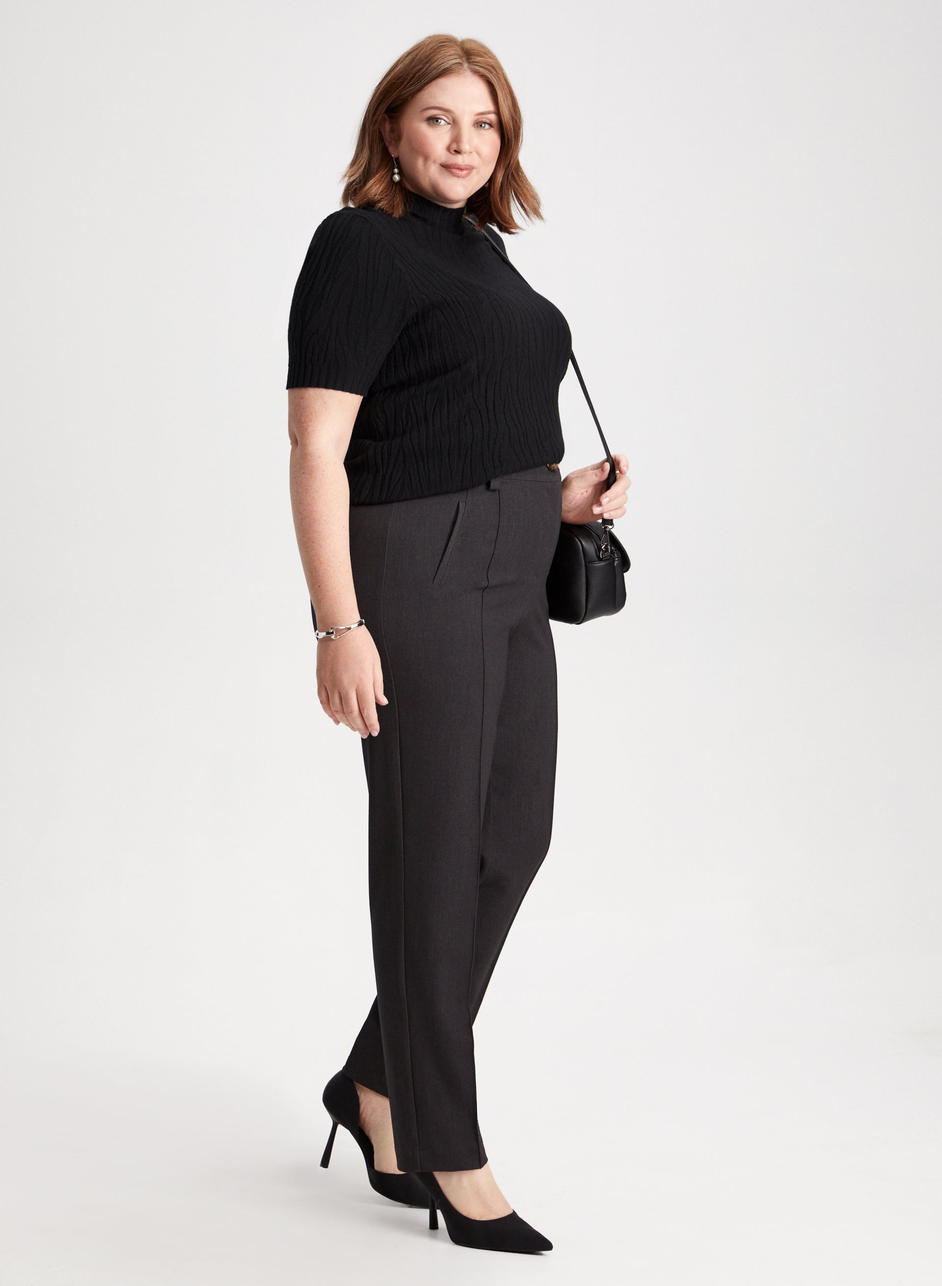 City Fit Straight Leg Pants for Women - High Waist Comfortable Office & Casual Trousers - Perfect for Work, Travel and Everyday Wear