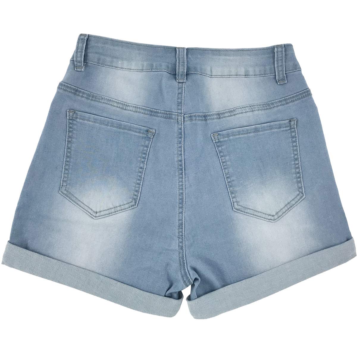 Vanberfia Women's Stretchy Denim Mid Rise Jean Shorts with Pockets - Comfortable & Stylish Summer Shorts for Casual Wear, Beach, Travel & Outdoor Activities