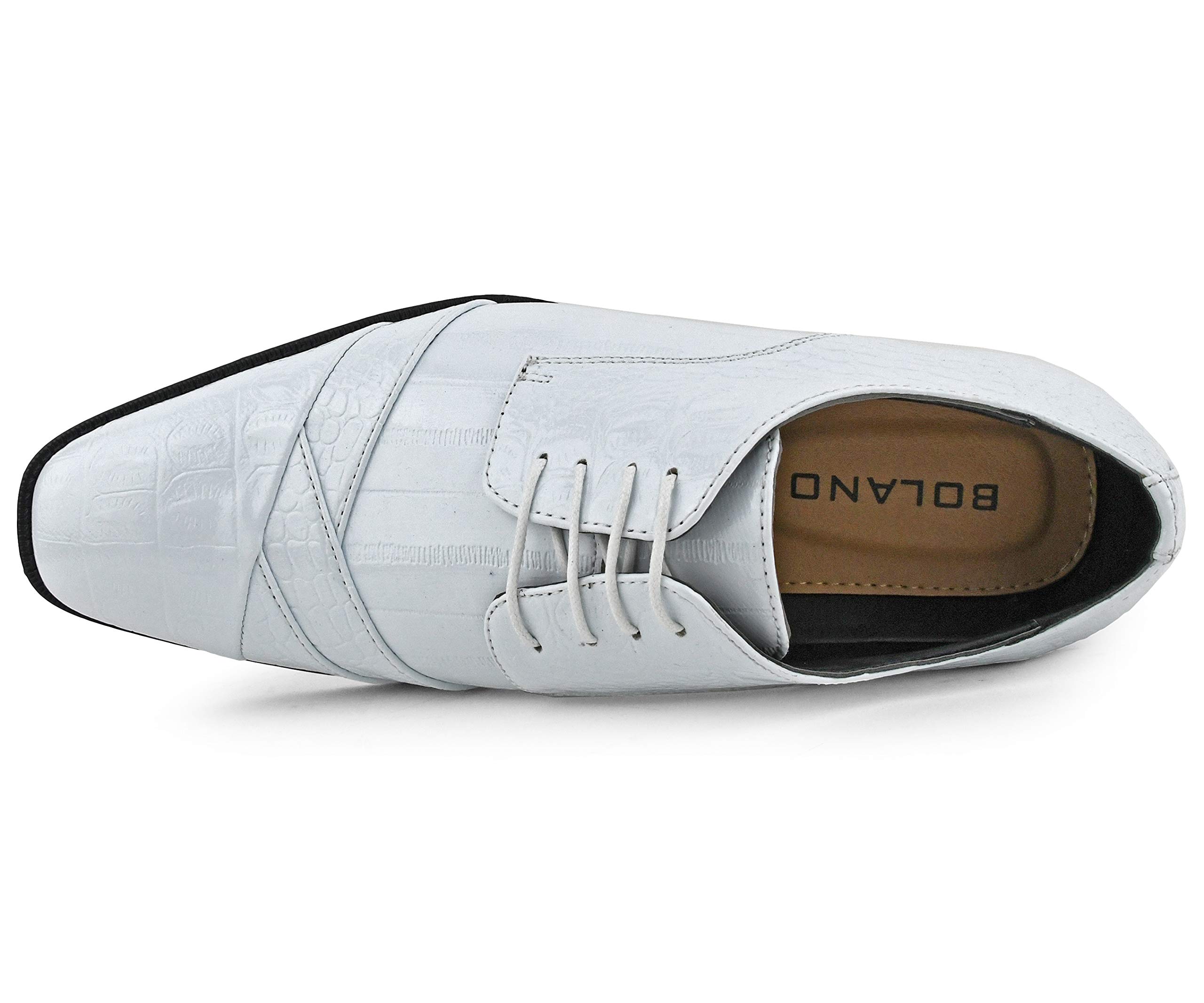 Bolano Bandit Men's Cap Toe Oxford Dress Shoes - Genuine Leather Formal Shoes with Alligator Print & Croc Folded Design - Perfect for Business, Weddings & Special Occasions