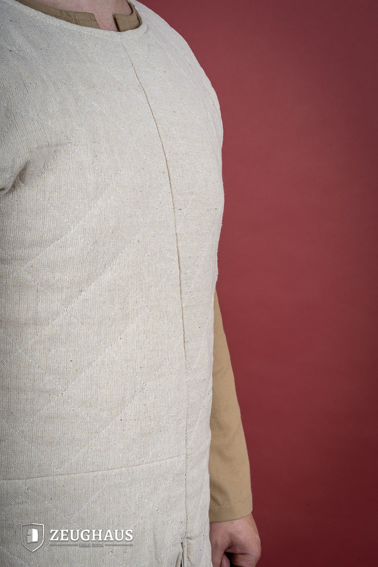 Medieval Short Sleeve Gambeson - Natural Cotton Linen Armor for LARP, Cosplay & Historical Reenactment | Perfect for Renaissance Fairs & SCA Events