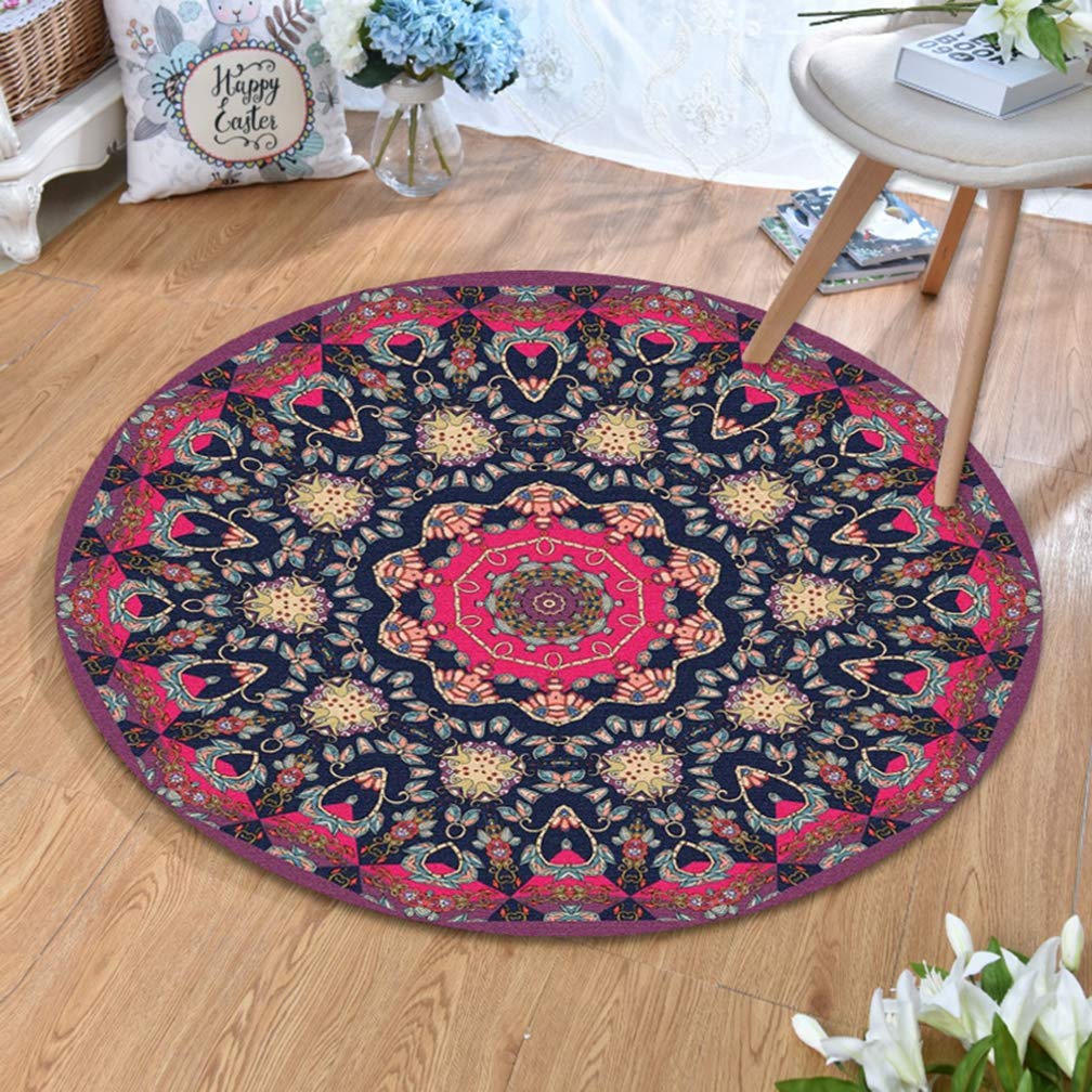 Vintage Persian Heriz Style Round Area Rug 6.5' x 6.5' - Soft Non-Slip Traditional Carpet for Living Room, Bedroom, Nursery & Bathroom - Perfect for Kids Play Area, Home Decor & Crawling Mats