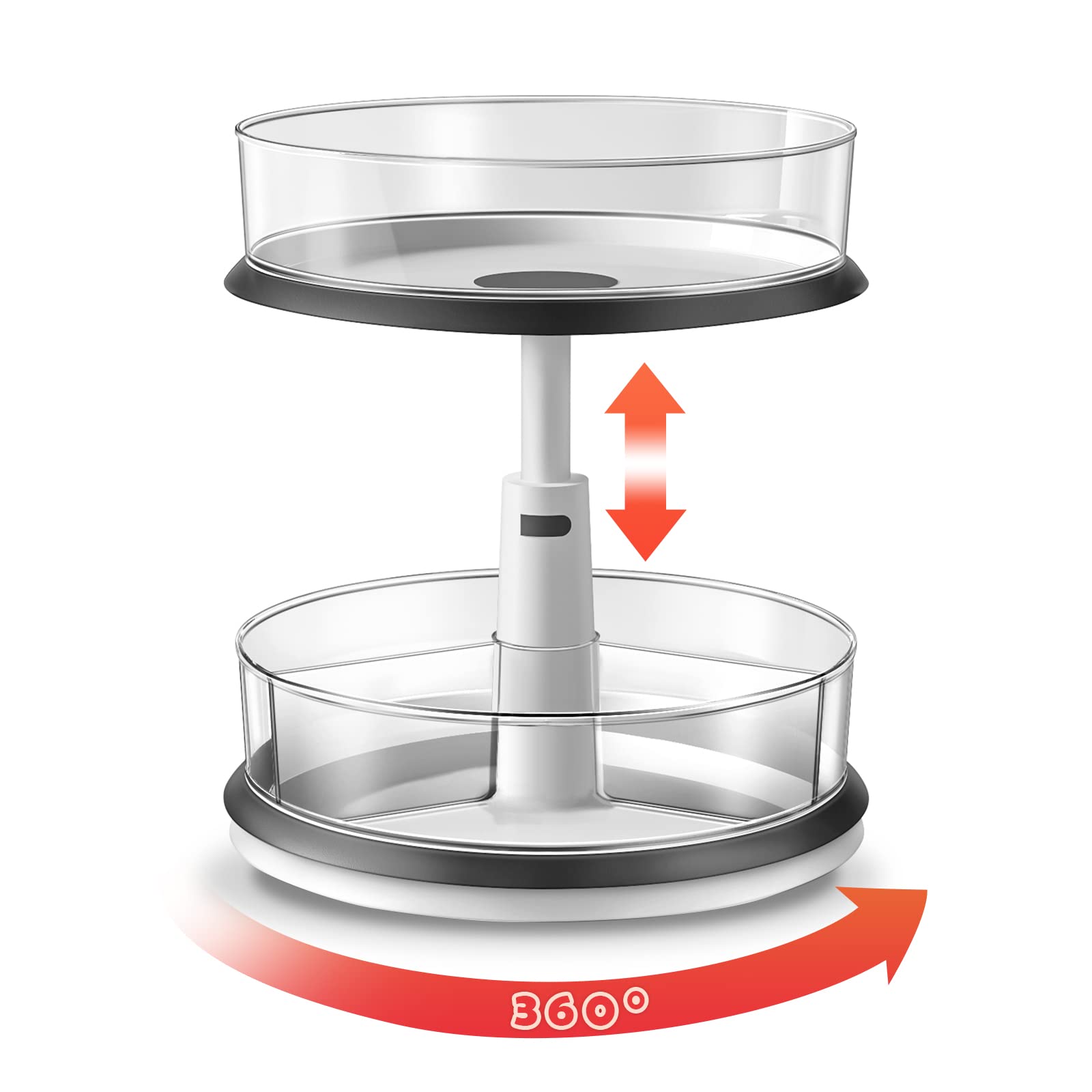2 Tier Lazy Susan Turntable Organizer - 11 Inch White Spinning Shelf for Spices, Makeup & Kitchen Storage | Perfect for Cabinet, Bathroom Countertop & Pantry Organization