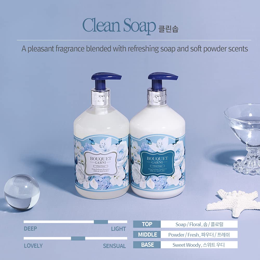 Bouquet Garni Treatment Clean Soap - Long Lasting Fragrance Natural Hair Conditioner with Argan Oil & Protein Amino - 16.9 Fl oz for Soft, Soothing Scalp & Hair Cleansing - Perfect for Daily Hair Care & Damaged Hair Repair