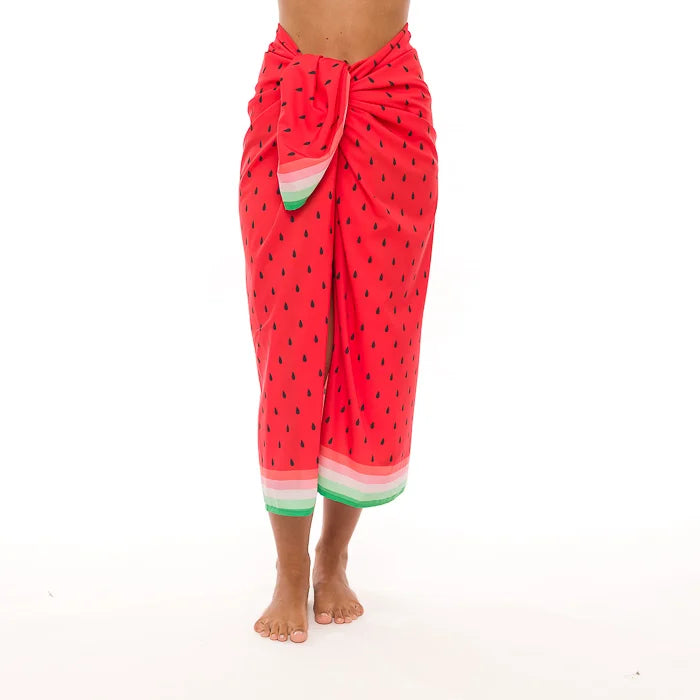 Stylish Red Watermelon Print Swim Sarong Pareo - Perfect Beach Cover Up for Women, Poolside Lounging & Summer Vacations