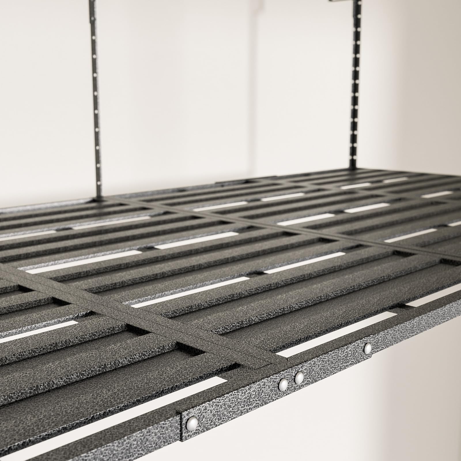 Heavy-Duty 4x8 Overhead Garage Storage Rack - 800lbs Capacity, Adjustable Height with 4 Hooks - Perfect for Organizing Tools, Sports Equipment & Seasonal Items in Your Garage