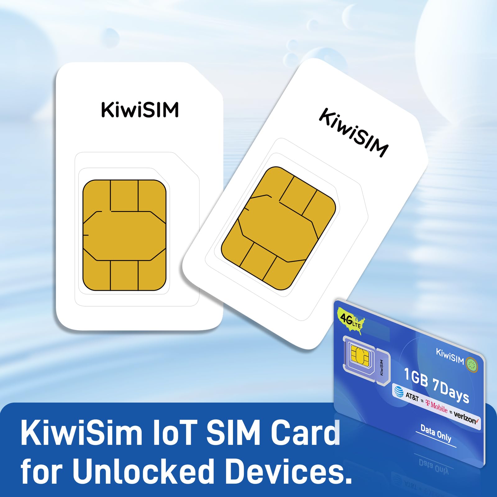 4G SIM Card 1GB 7 Days - Prepaid Data SIM for AT&T, T-Mobile & Verizon in USA - No Contract IoT SIM for Unlocked Devices, Portable WiFi Hotspot, GPS Tracker & Router - Perfect for Travel, Business Trips & Remote Work Connectivity
