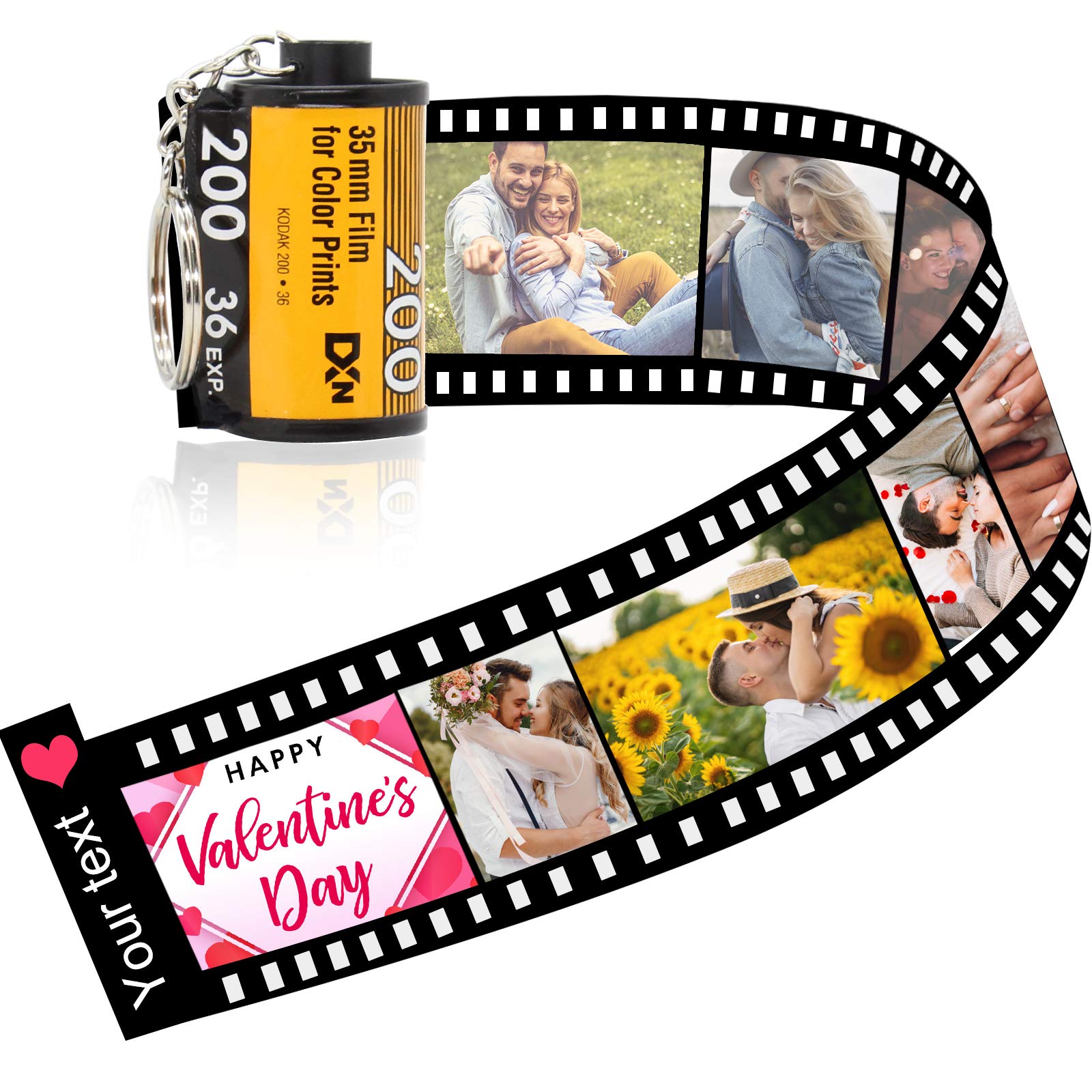 Custom Camera Film Roll Photo Keychains - Personalized MultiPhoto Valentines Day Gifts for Couples, Friends & Family - Perfect for Keyrings, Bags & Travel Accessories