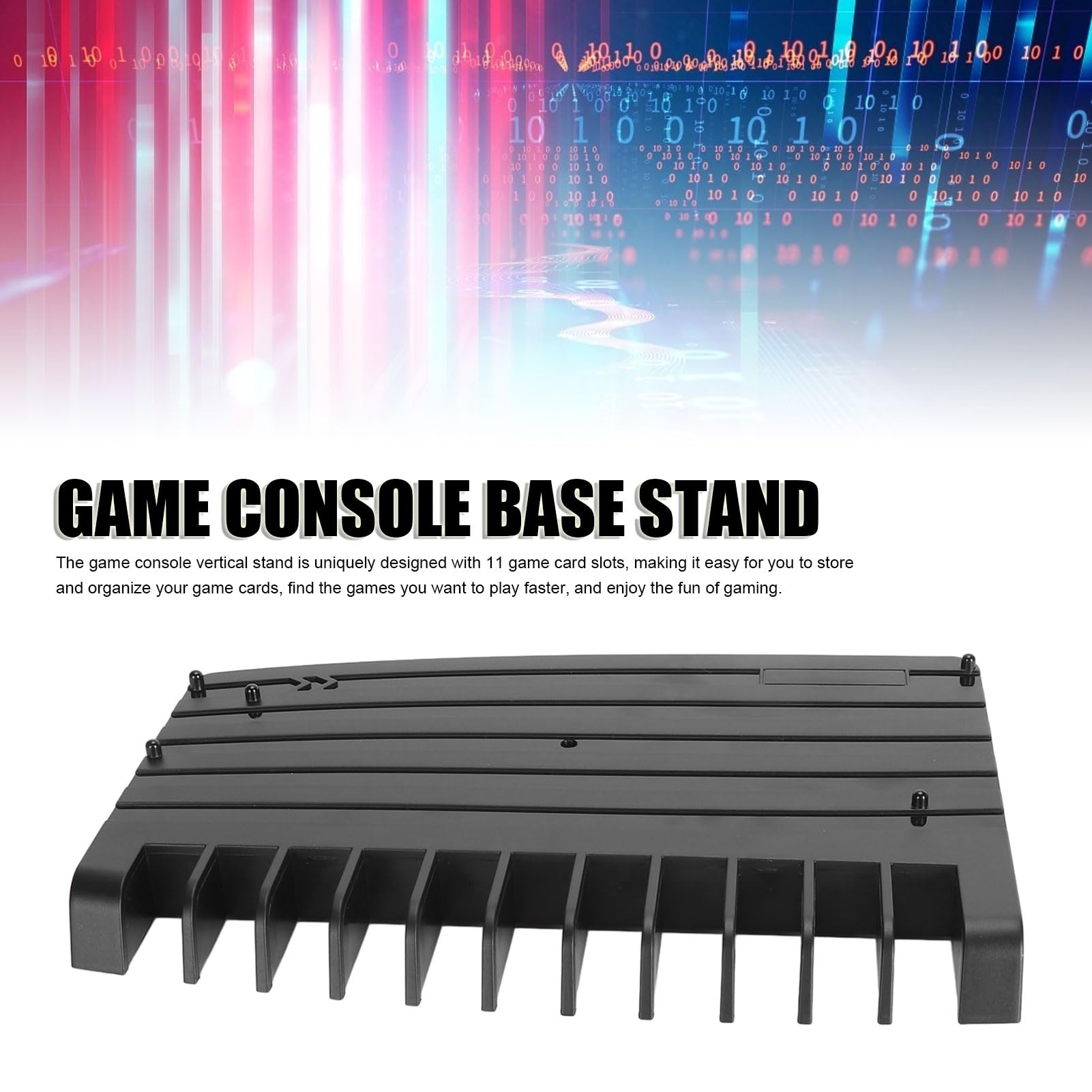 Vertical Console Stand for Nintendo Switch & PS5 - ABS Game Card Holder with 11 Slots, Black - Perfect for Gaming Setup & Organizing Accessories