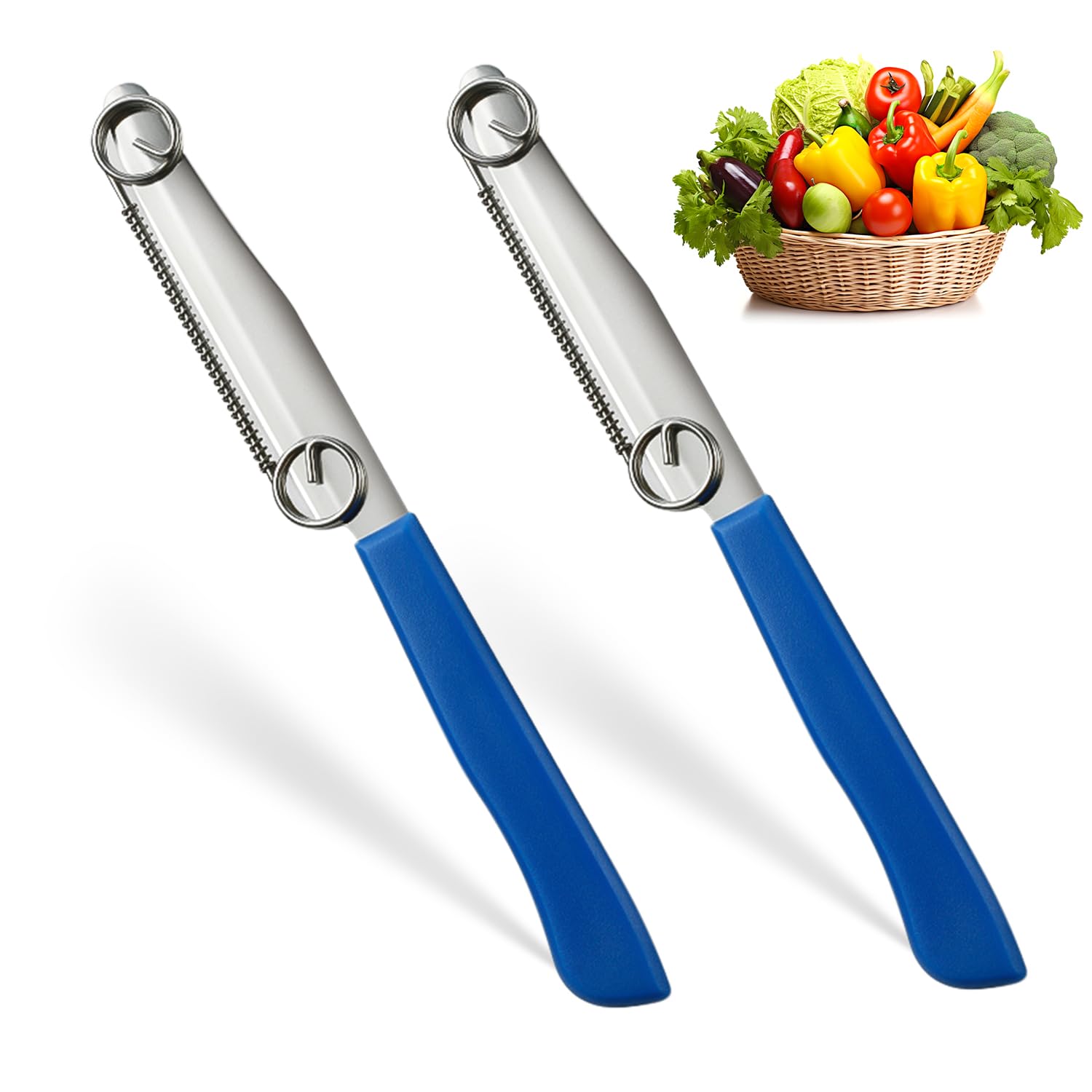 2025 New 3-in-1 Stainless Steel Multi-Function Fruit & Vegetable Peeler Knife with Removable Spring - Quick Slicing, Peeling & Cutting Tool for Kitchen, Camping & Picnics (2 Pack)