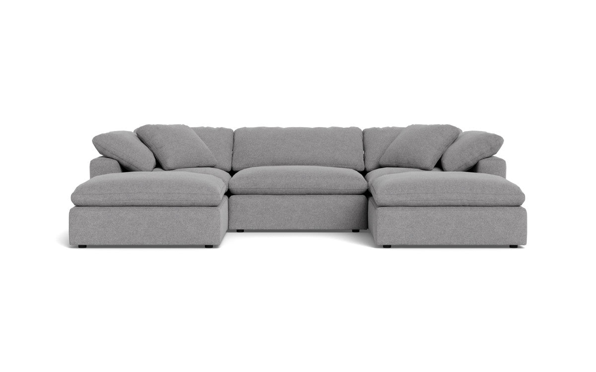Fluffy 3-Piece Sofa Set with Double Ottoman - Soft Plush Living Room Furniture for Cozy Home & Lounge Relaxation