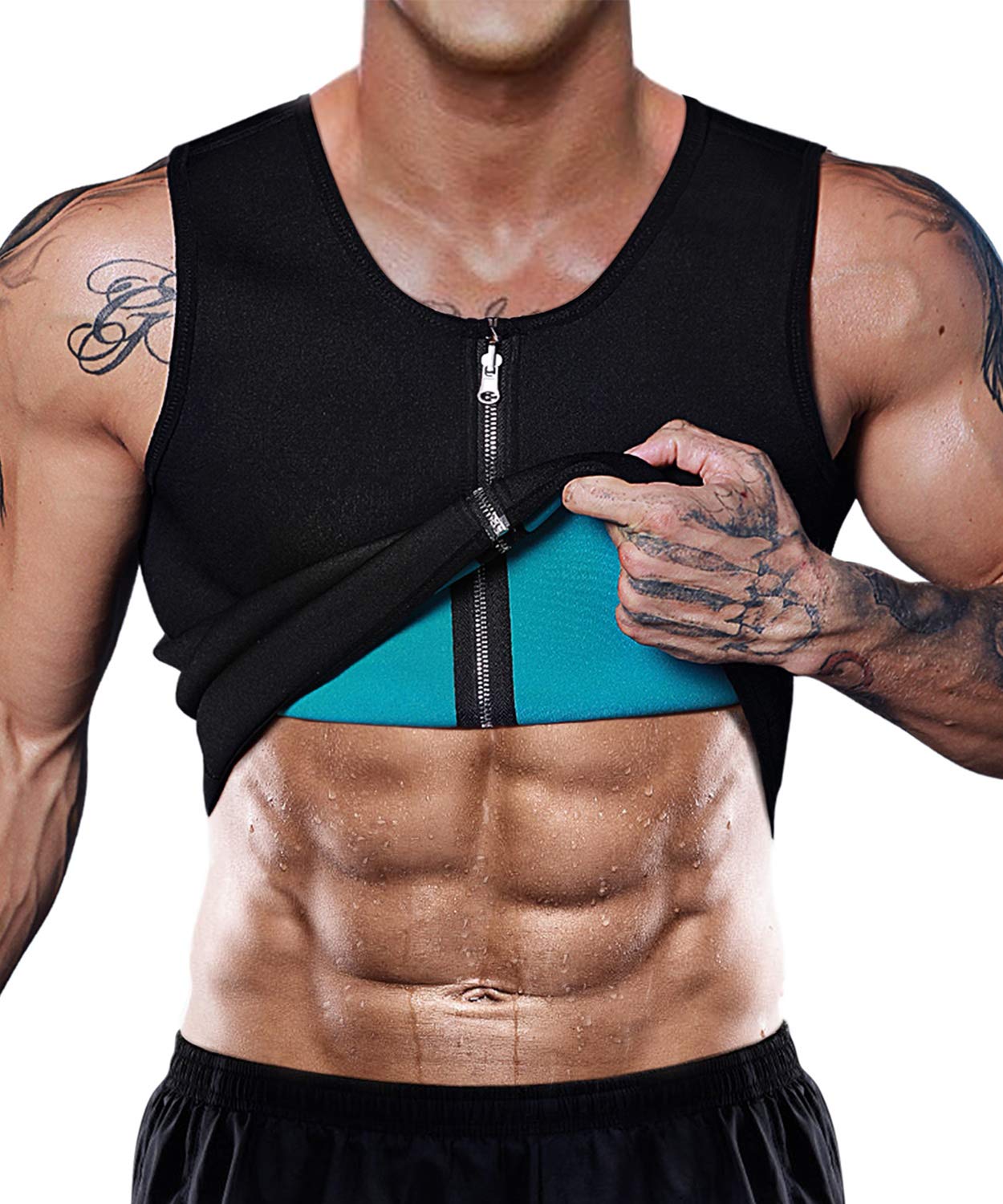 NBVIC Men's Sauna Tank Top - Neoprene Waist Trainer Vest for Weight Loss & Body Shaping | Slimming Corset Shapewear for Gym, Workout & Sauna Sessions