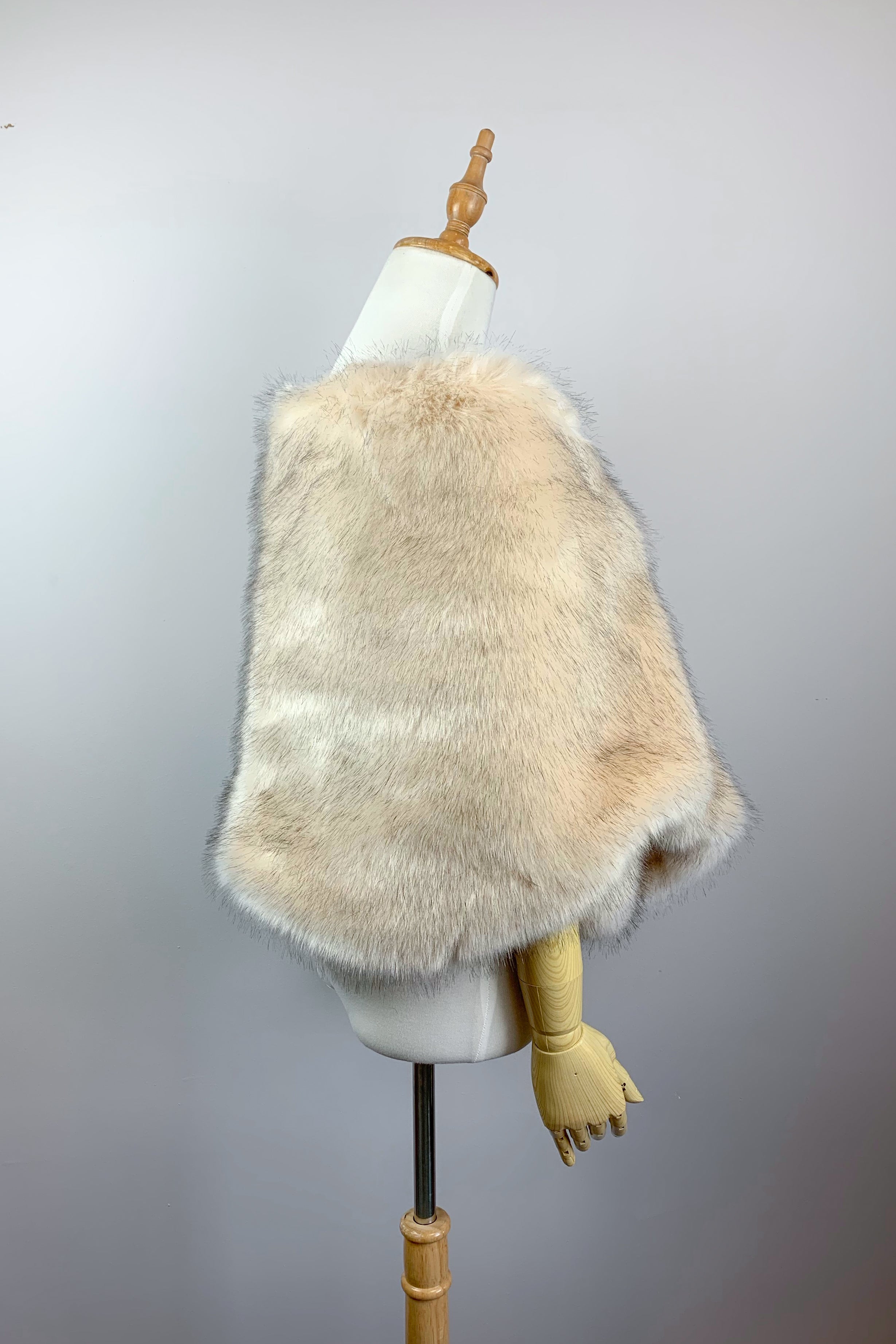 Blush Beige Fur Shawl Wrap - Butterfly Blu03 - Elegant Winter Fashion Accessory for Women, Perfect for Parties, Weddings & Evening Events