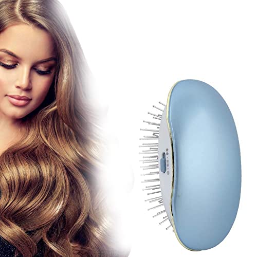 Electric Smoothing Massage Brush - Portable Ionic Hair Straightener Comb with Negative Ion Technology for Frizz Control & Scalp Circulation (Blue) | Perfect for Home Use, Travel & Salon Styling