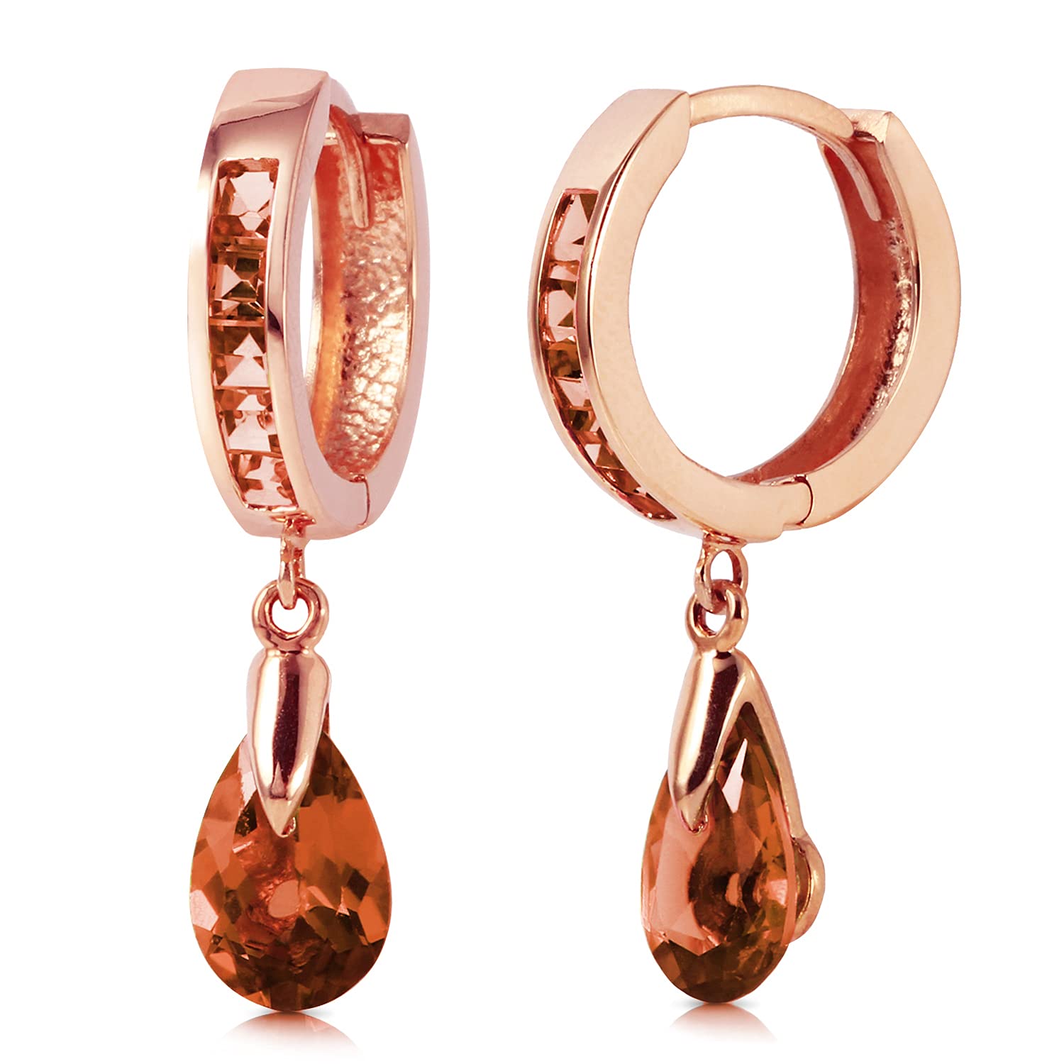 4.3 Carat 14k Solid Rose Gold Hoop Earrings with Natural Dangling Garnet Gemstone - Elegant Jewelry for Women, Perfect for Weddings, Parties & Special Occasions