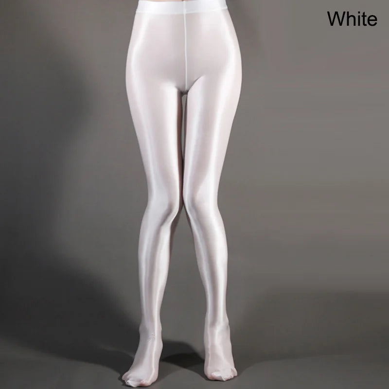 Shiny High Waist Yoga Pants for Women - Satin Glossy Leggings, Sexy Stockings & Sport Tights - Perfect for Fitness, Workout & Daily Wear